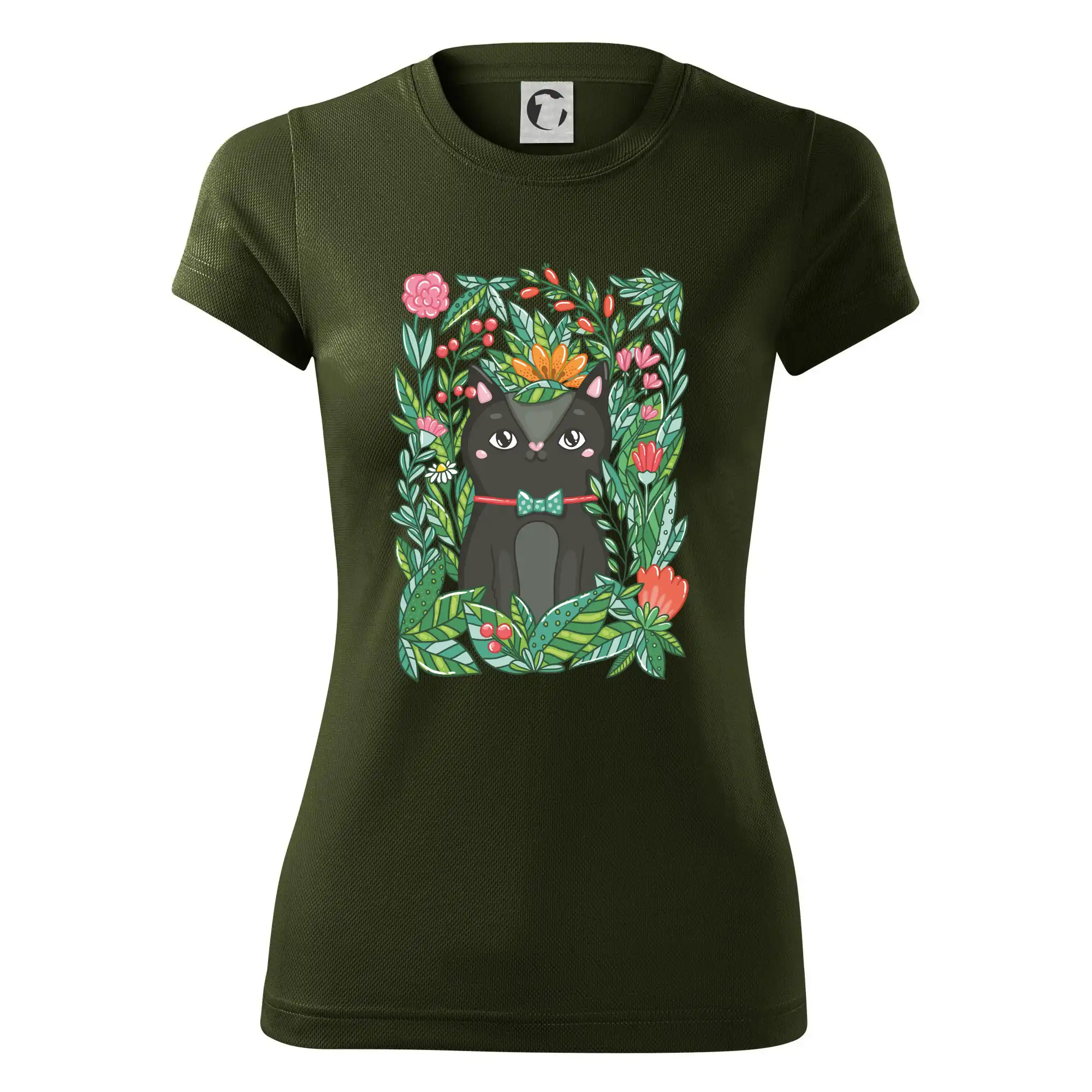 Kočka s květy malovaná