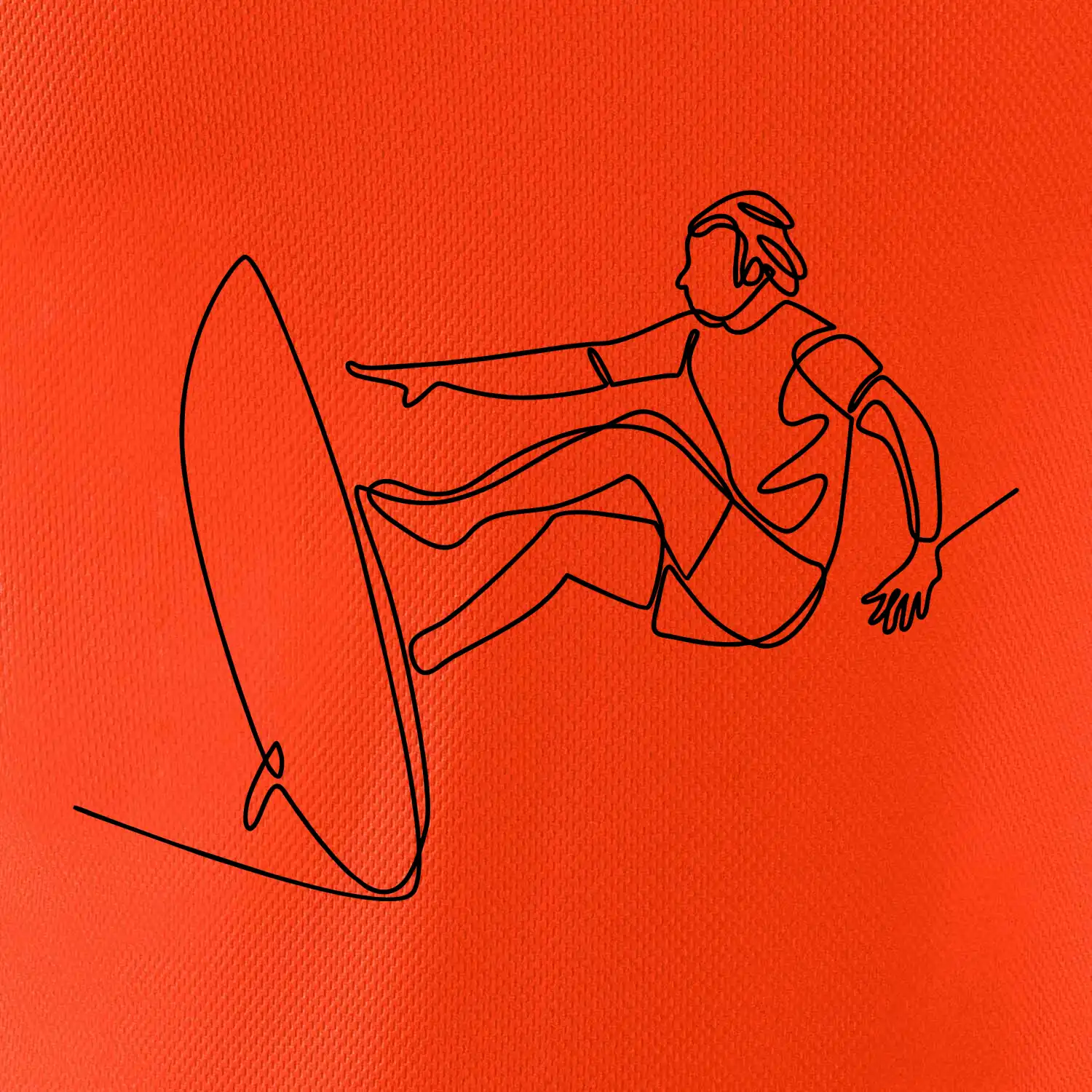 Surfař na vlně jedním tahem