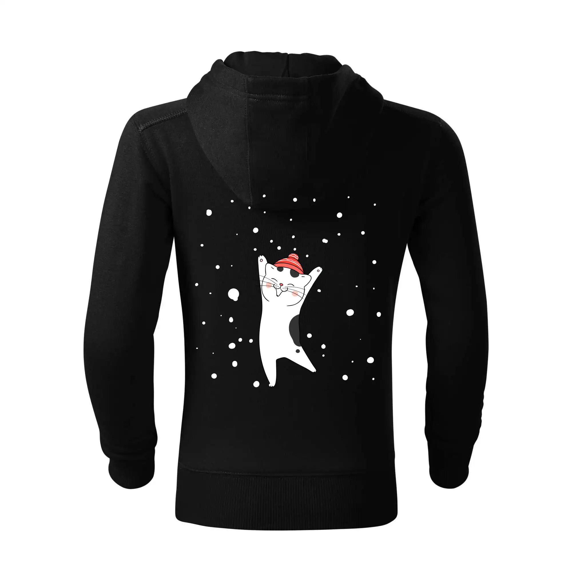 Veselá kočka v zimní čepici