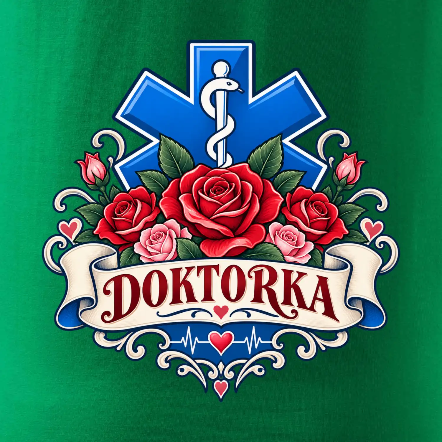 Doktorka - kříž a růže