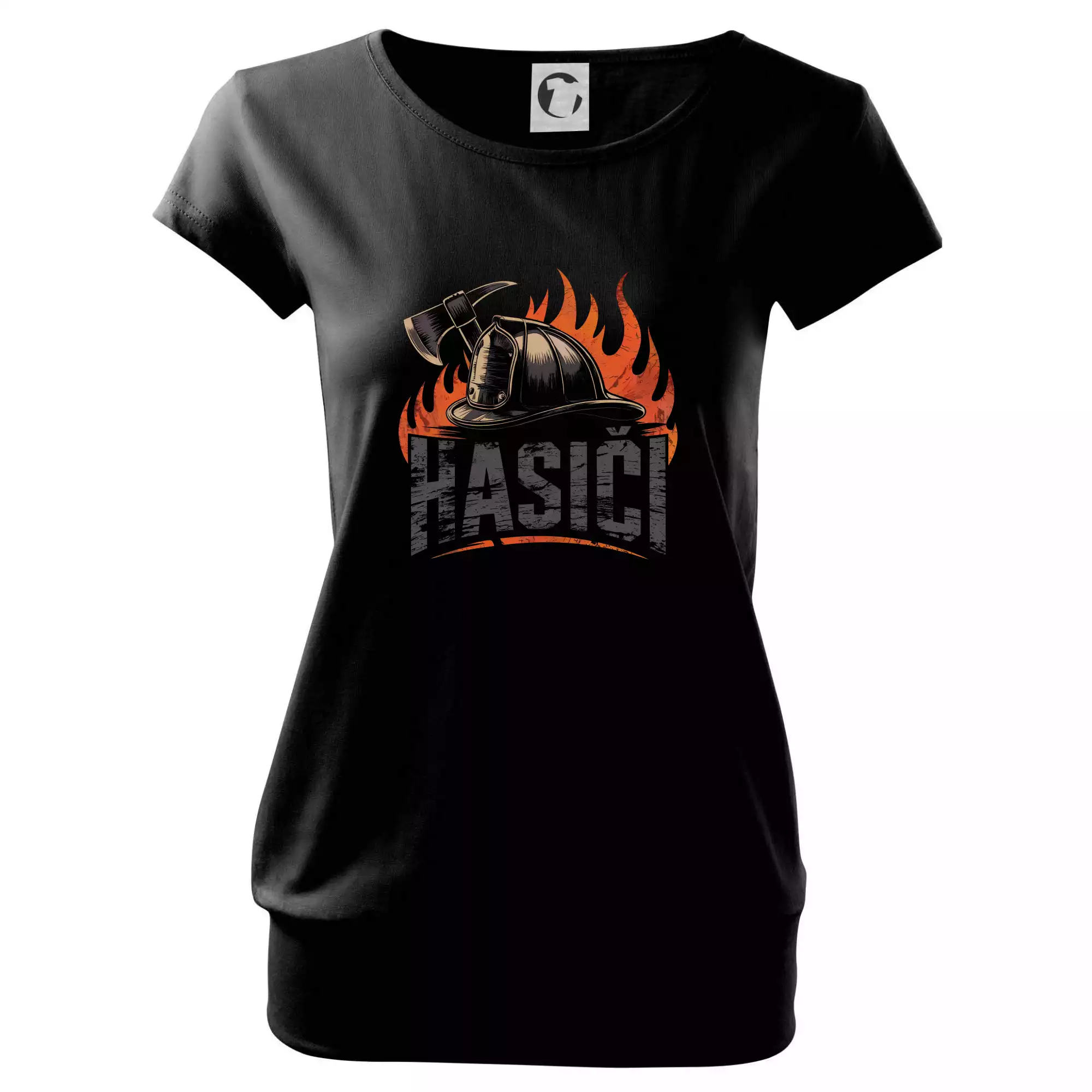 Nápis Hasiči, helma a oheň