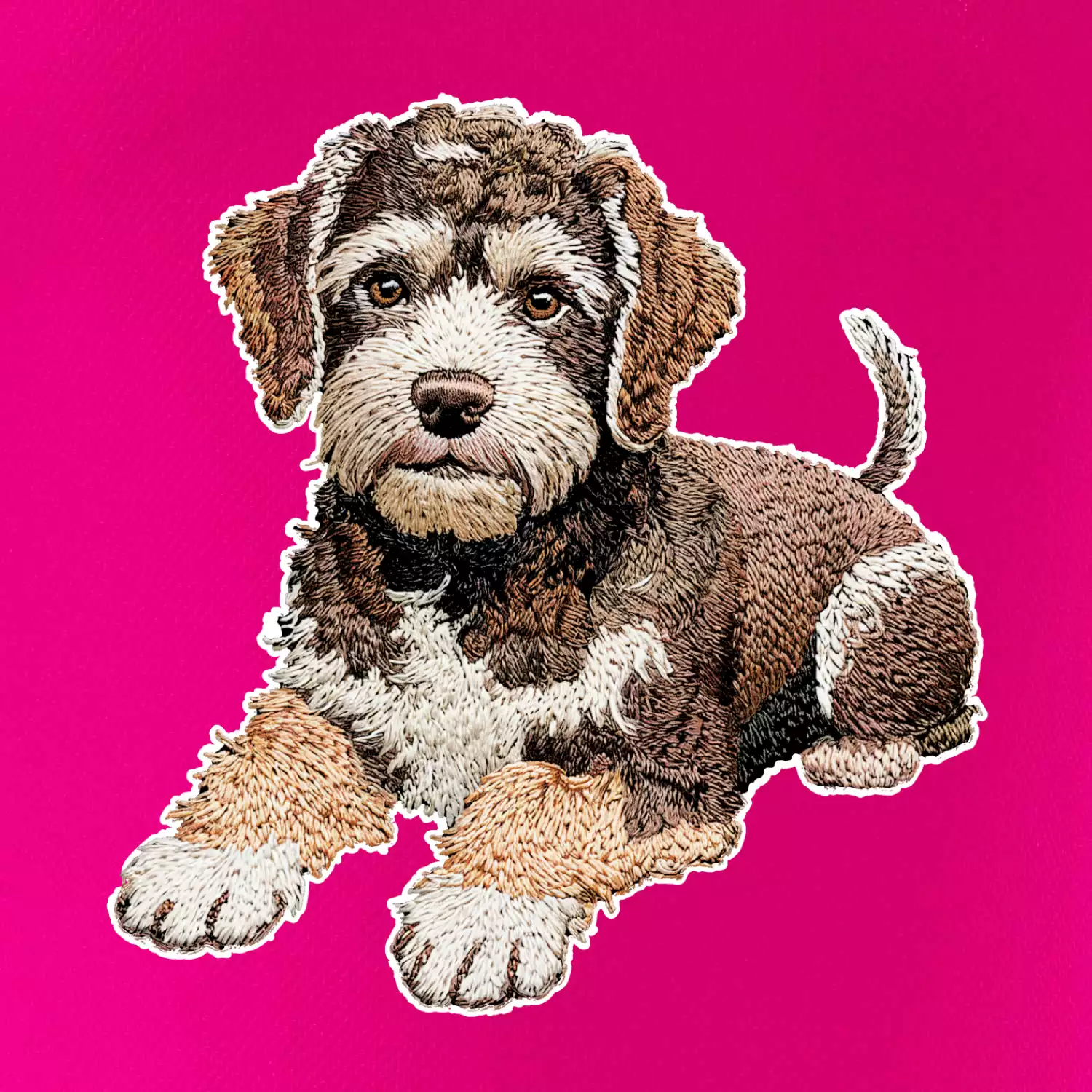 Lagotto romagnolo ležicí vyšívaný na prsu