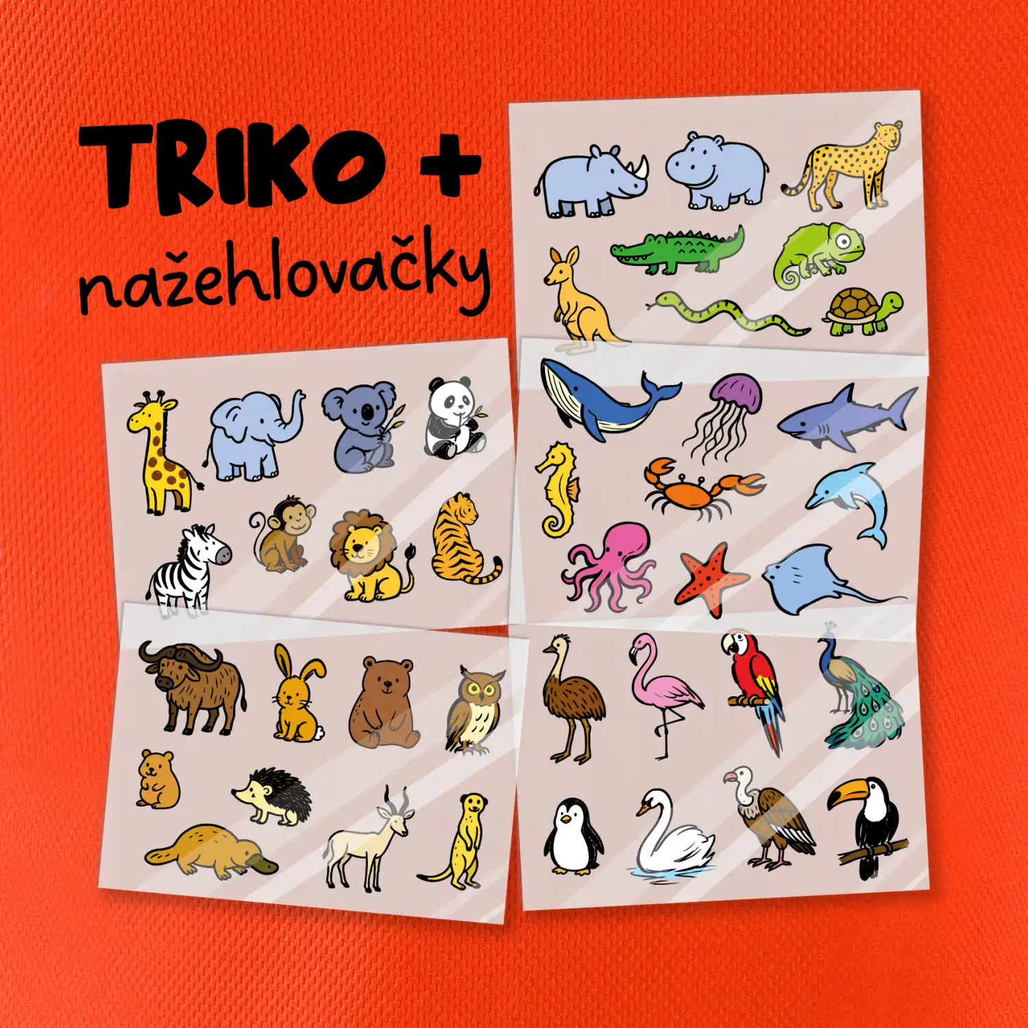 Tričko + 42 nažehlovacích zvířátek