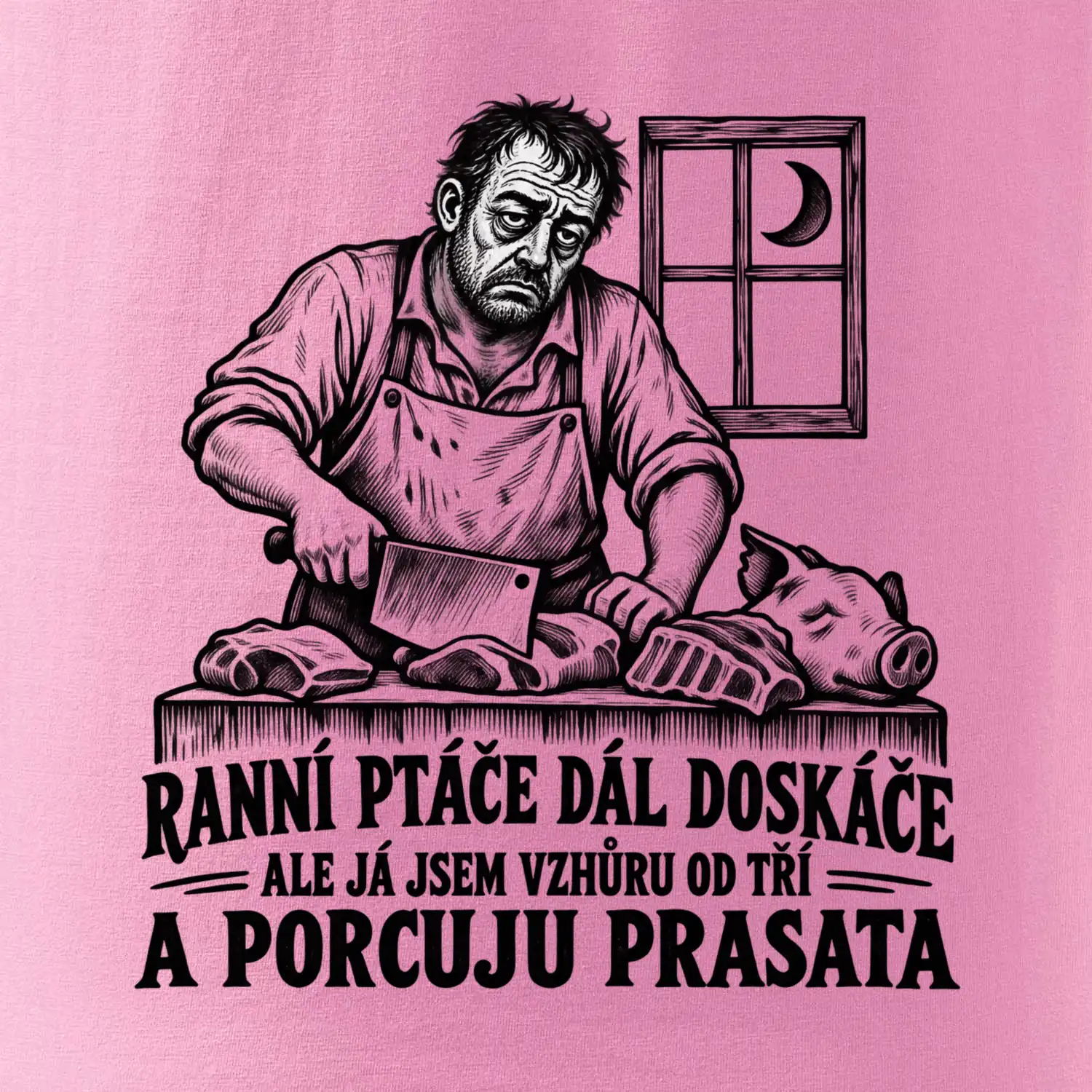 Řezník vzhůru od tří a porcuju prasata
