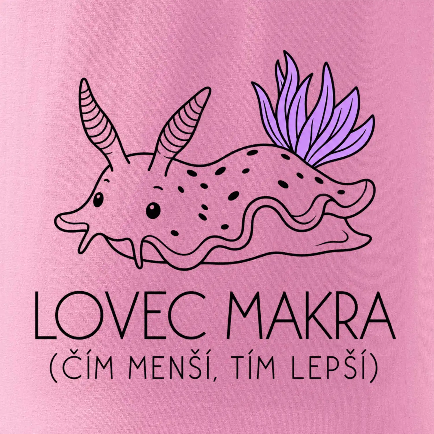 Lovec makra nahožábrý mořský plž s fialovými žábrami