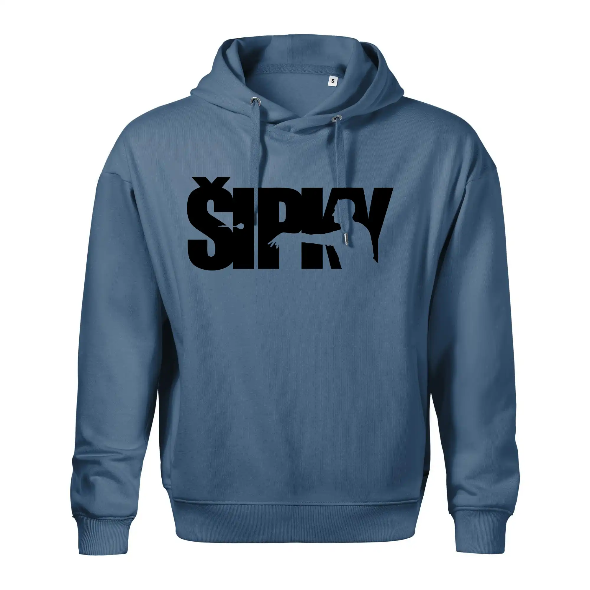 Šipky - nápis se šipkařem