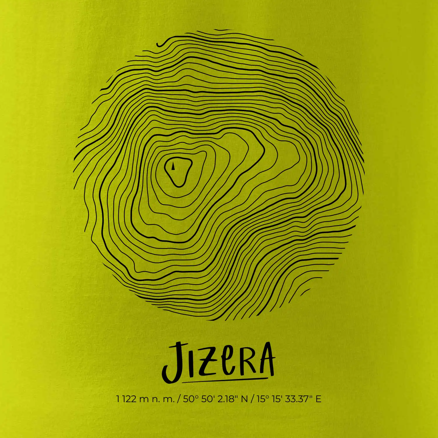 Jizera - vrstevnice v kruhu