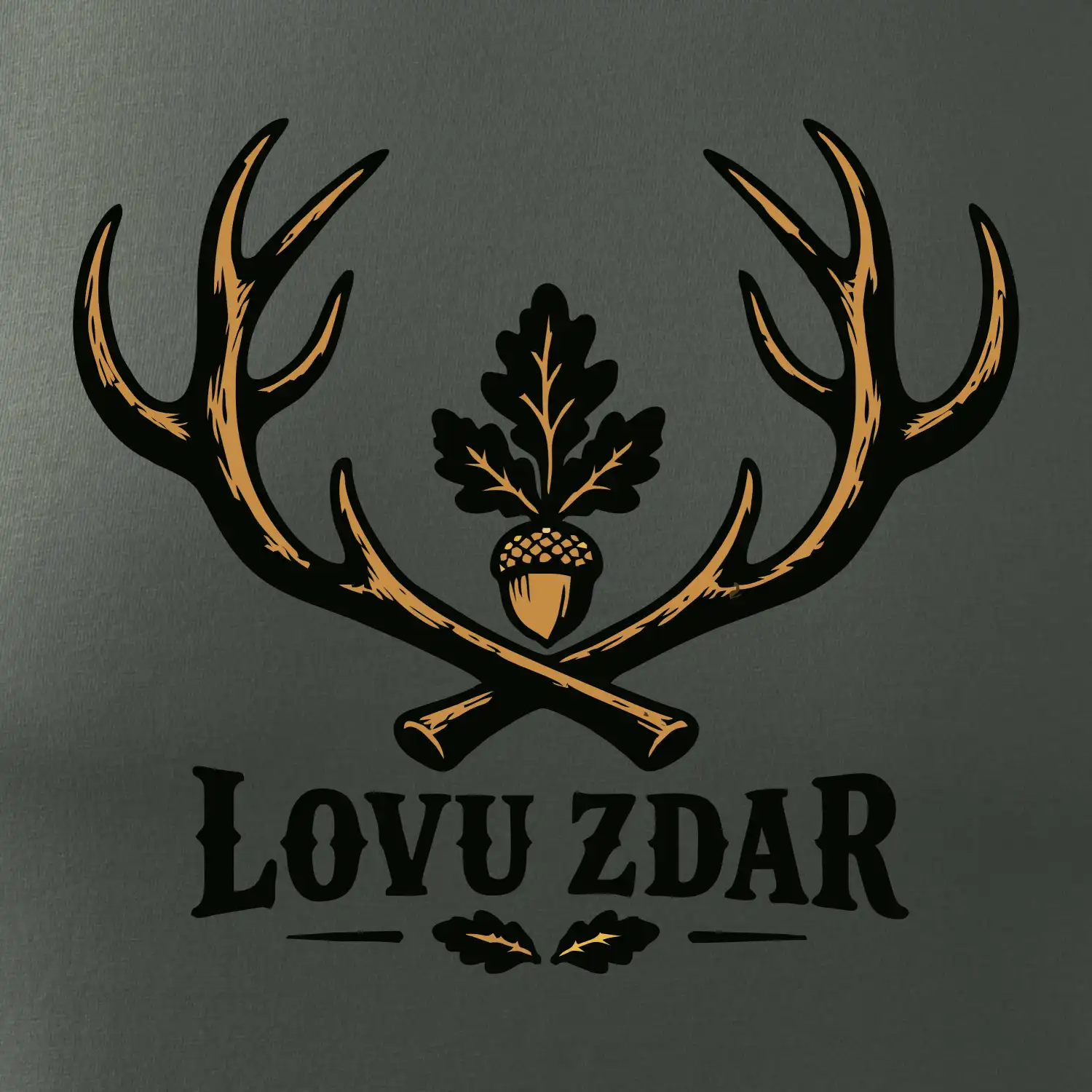 Lovu zdar paroží dubový žalud minimalistický znak