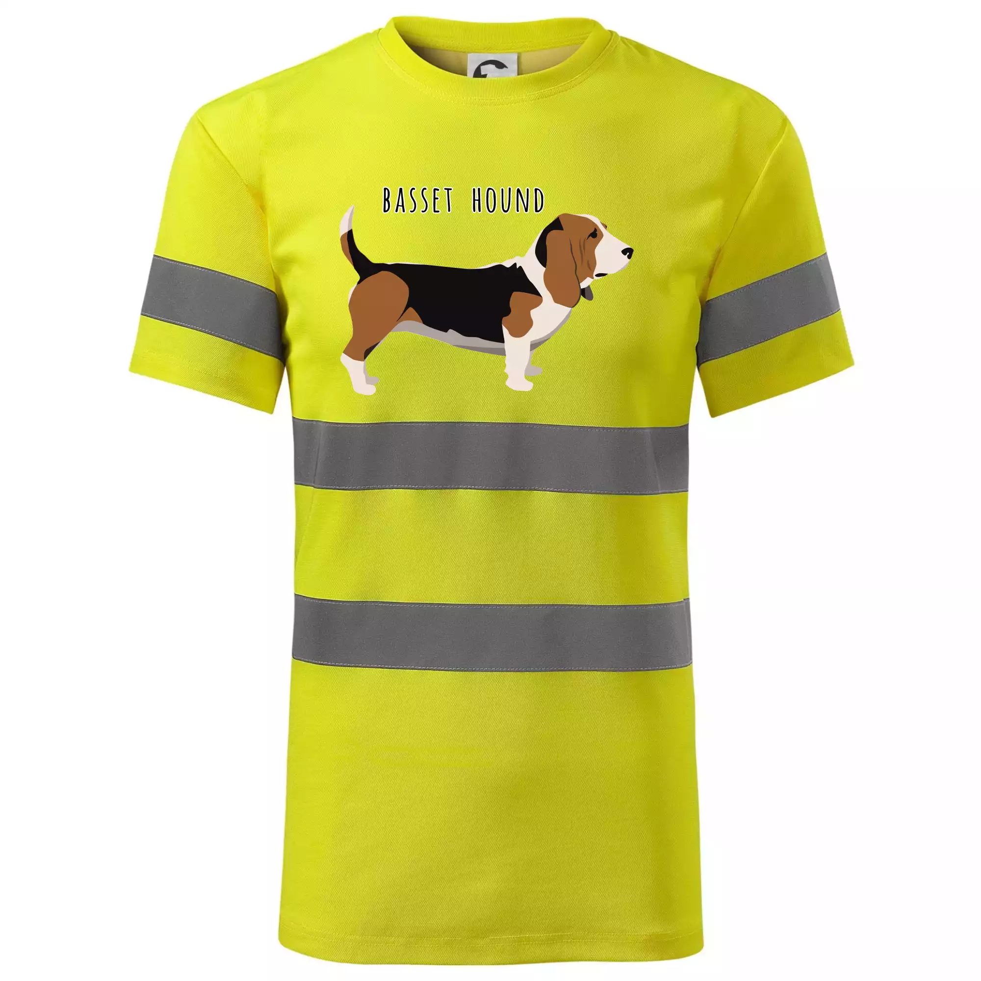 Basset hound pes s nápisem