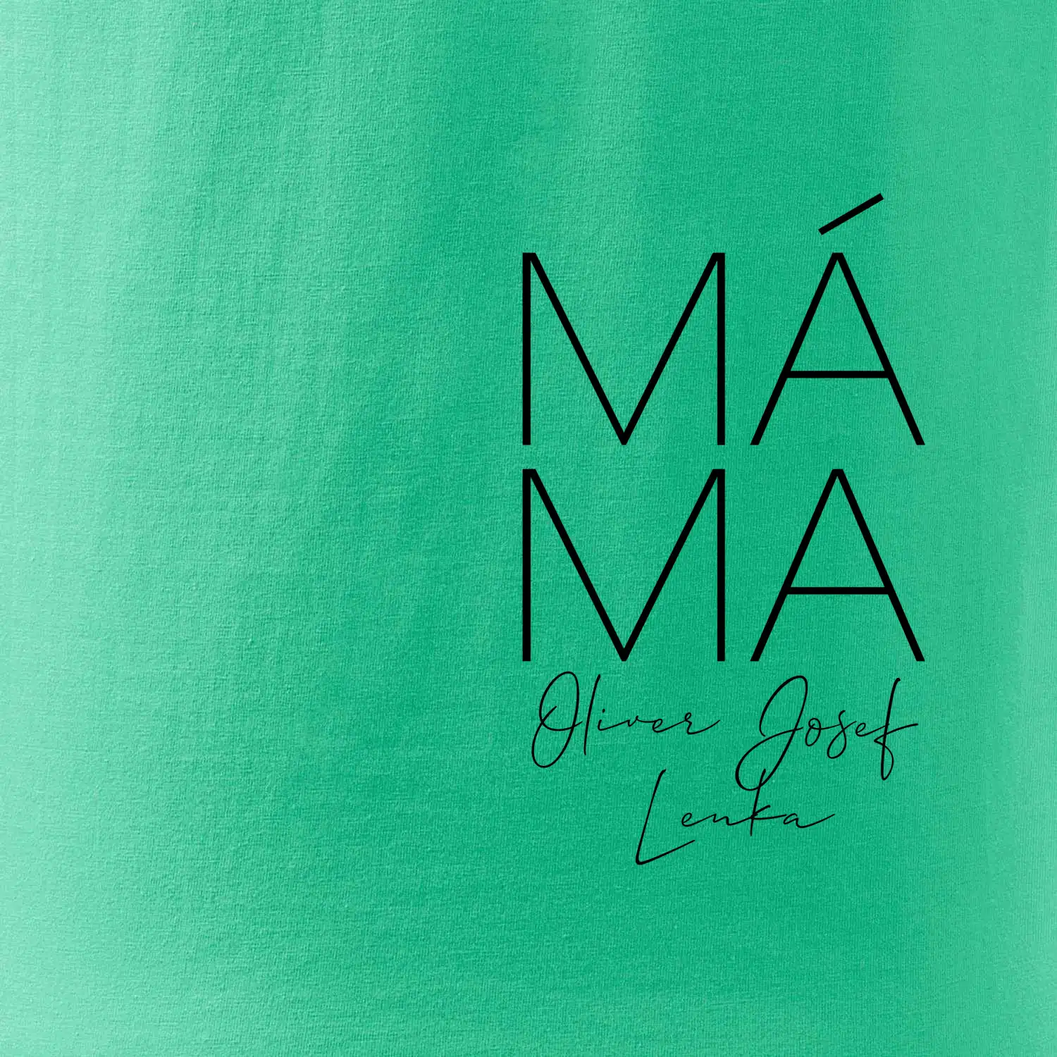 Nápis máma  na prsu se jmény dětí