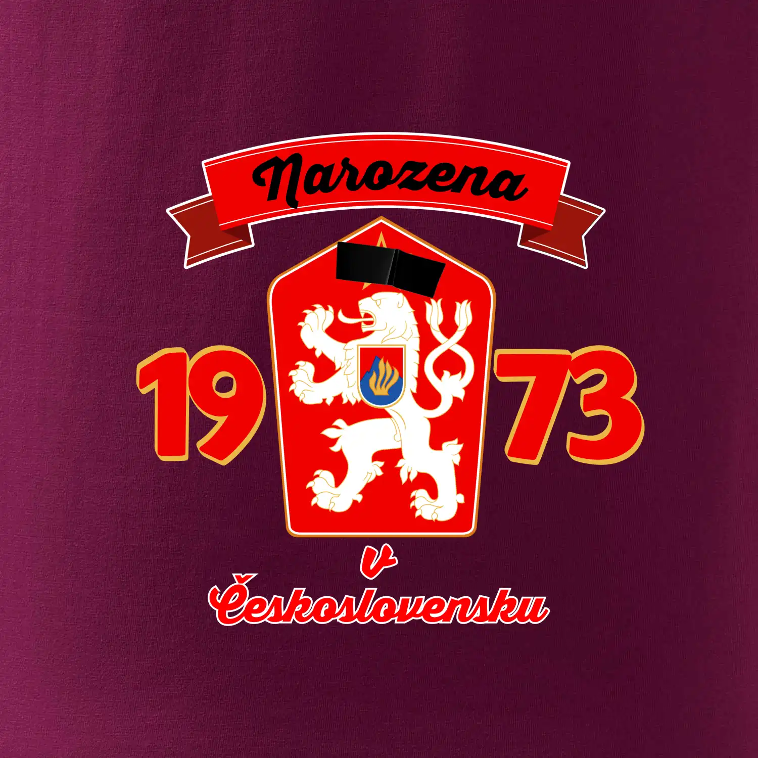 Narozena v Československu - Přelepený znak 1973