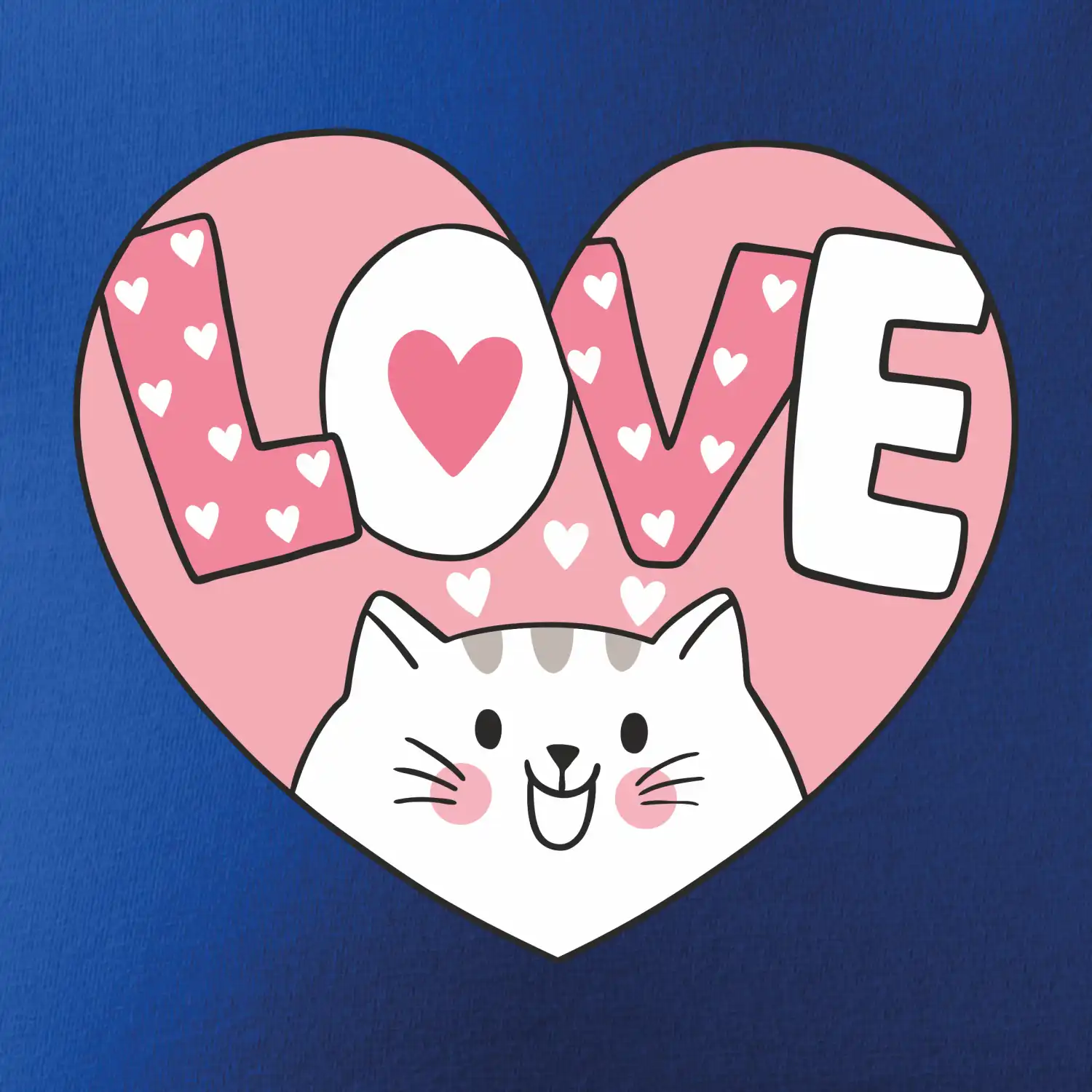 Kočka love - růžové srdce