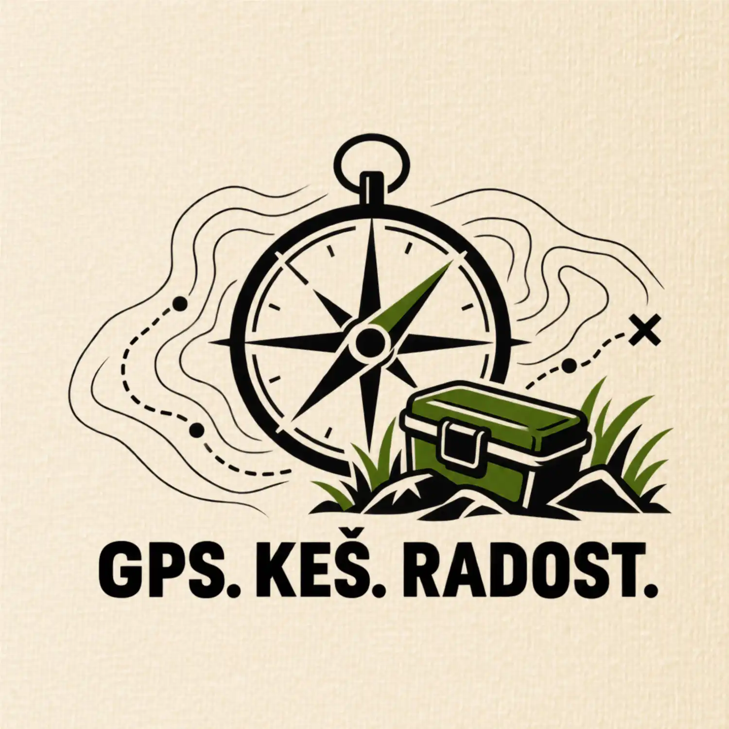 Kompas s krabičkou GPS keš radost