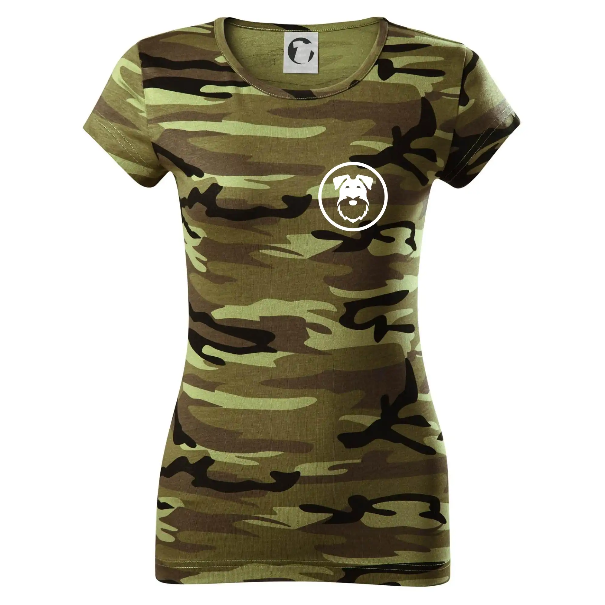 Knírač v kolečku na prsu