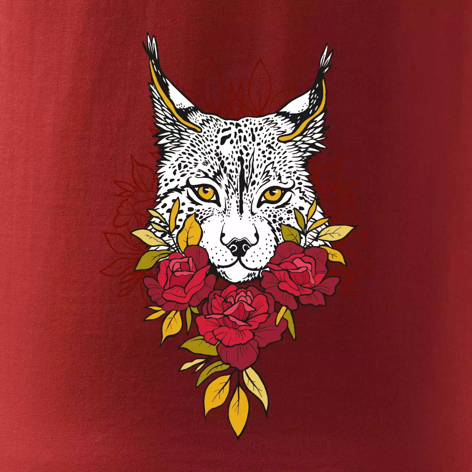 Rys s červenými růžemi  (Pecka design)