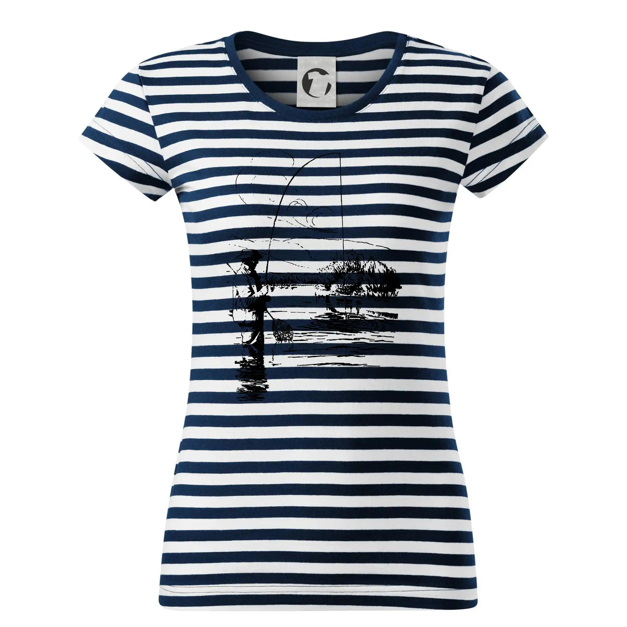 Kreslený rybář s podběrákem