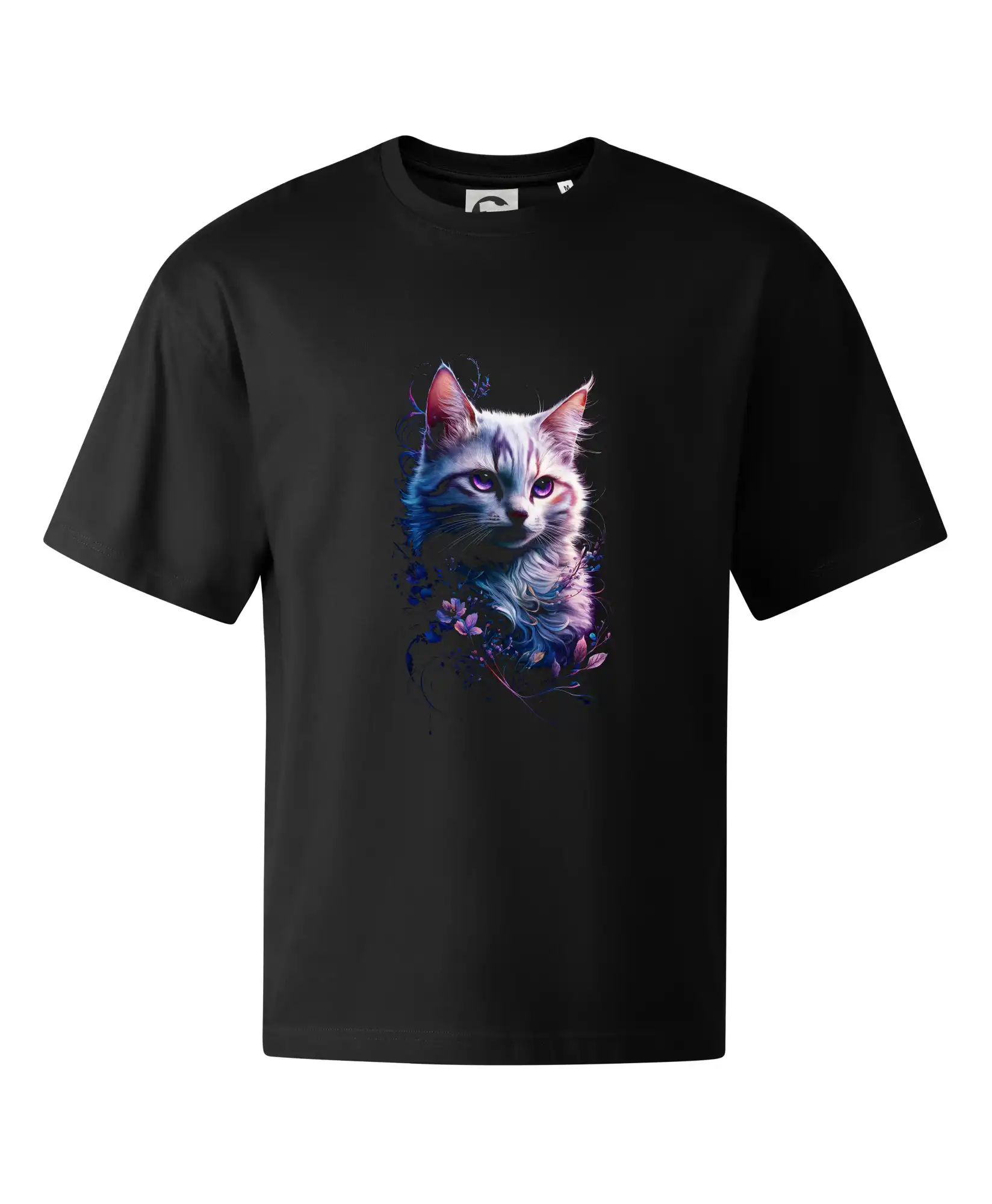 Bílá kočka a květiny