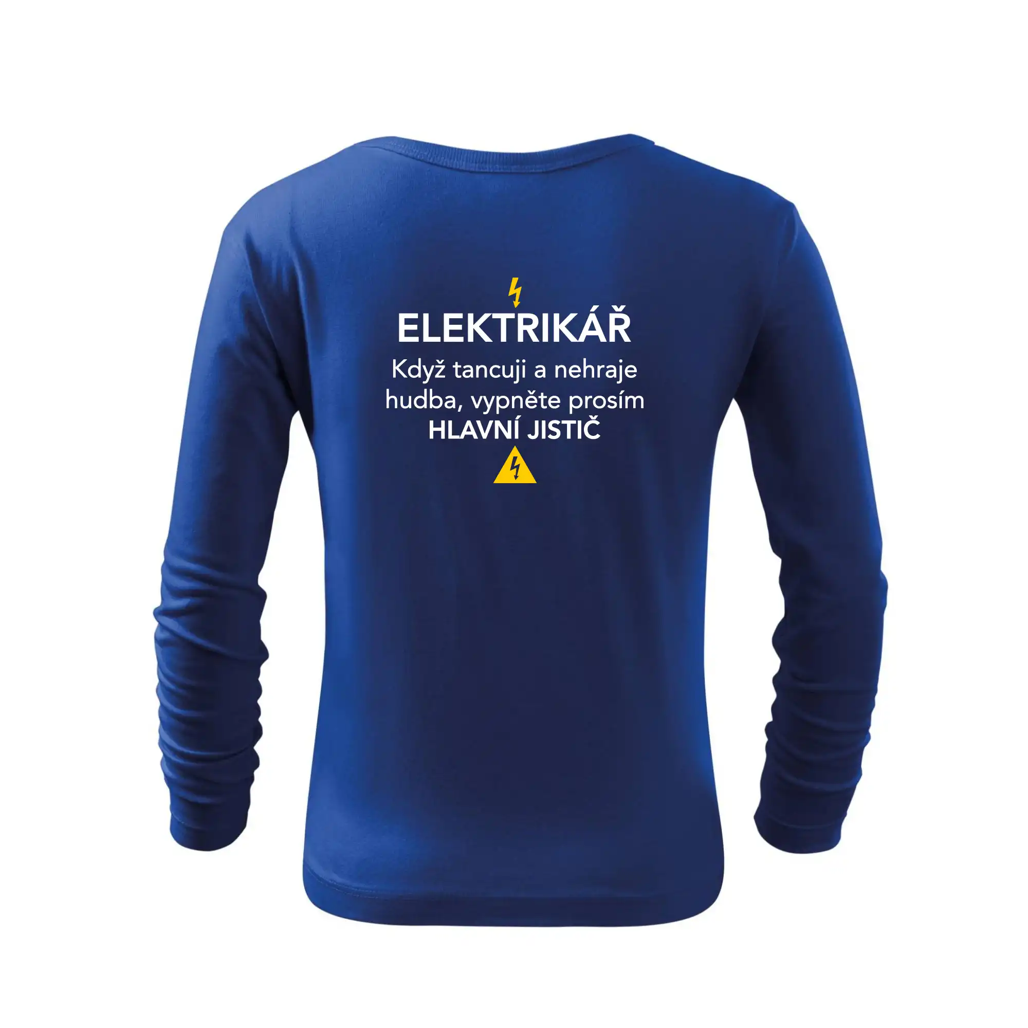 Elektrikář - hlavní jistič - Nápis na zádech