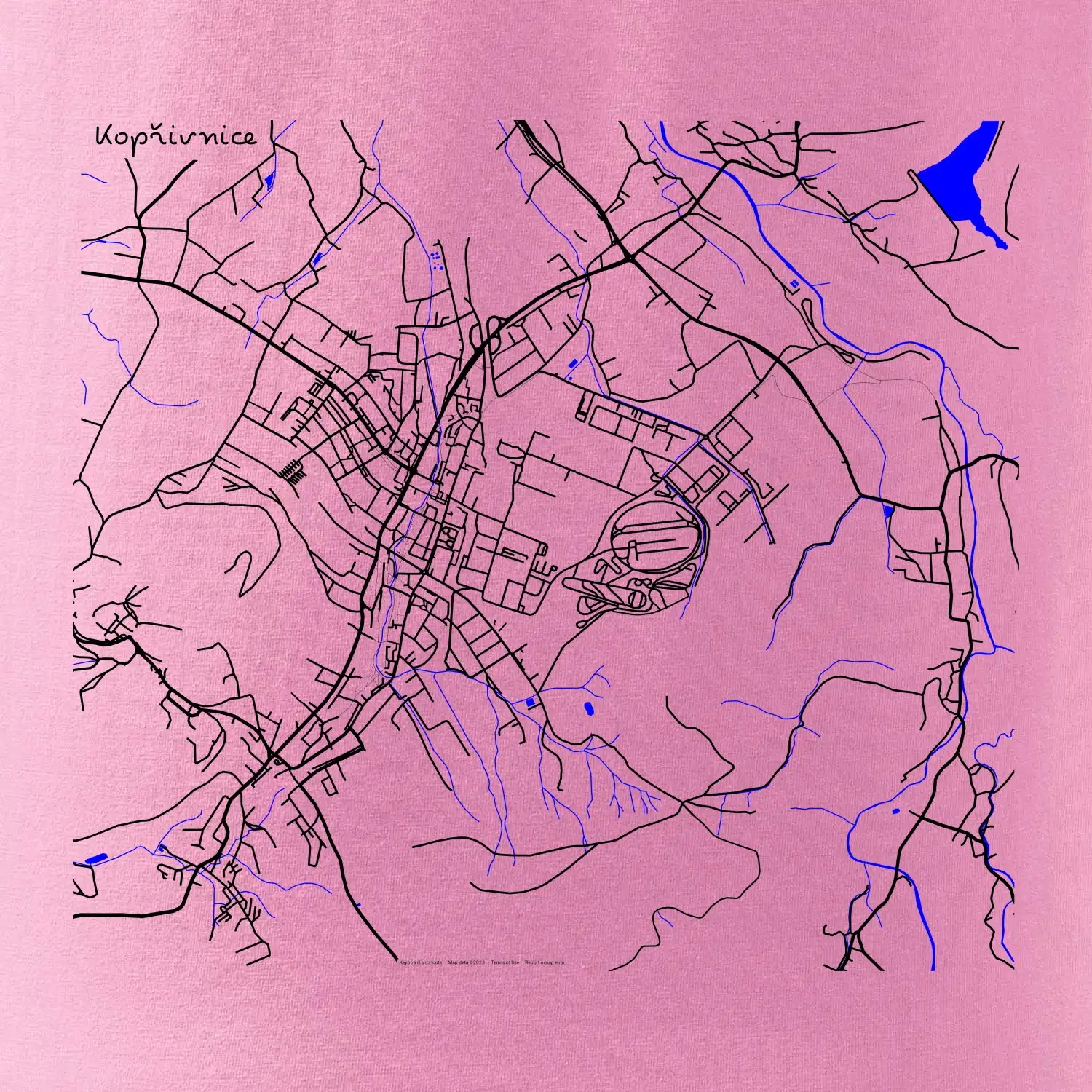 Kopřivnice - Mapa s vodními toky