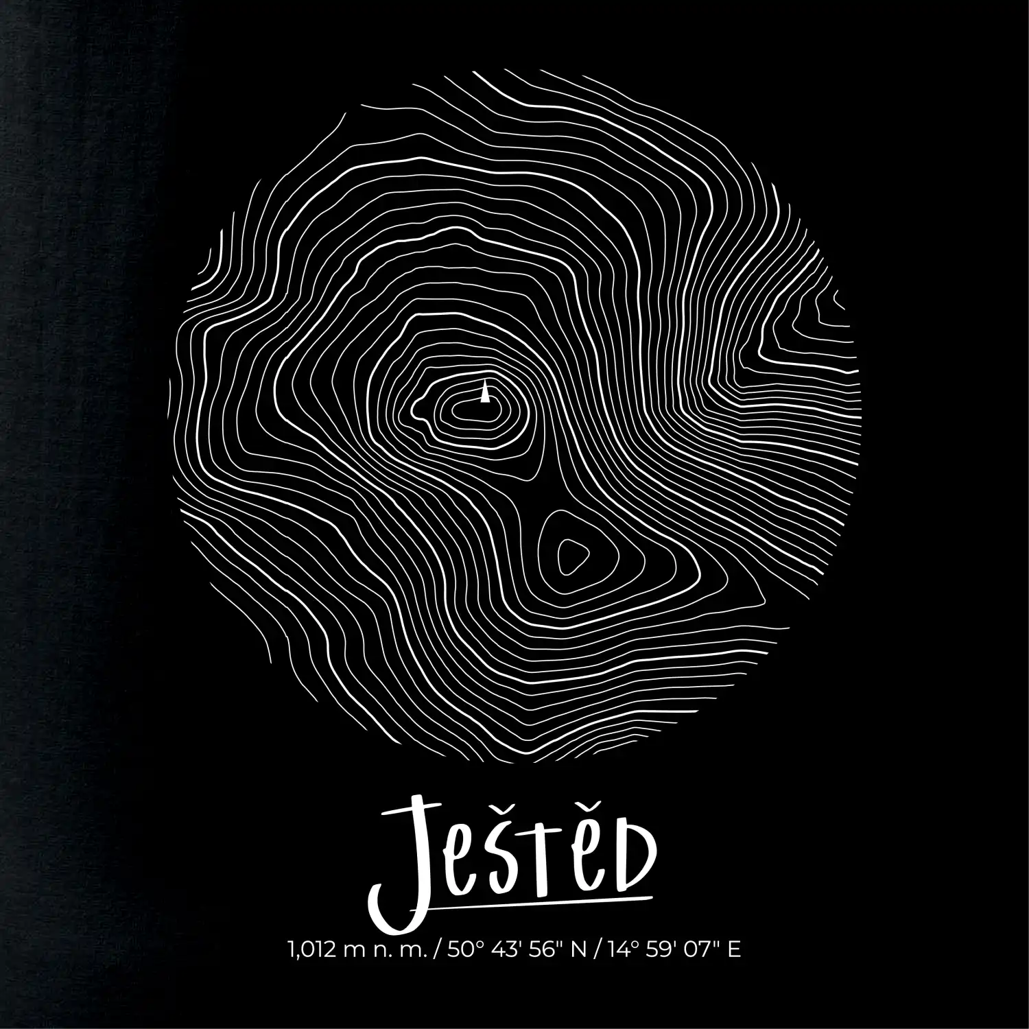 Ještěd - vrstevnice v kruhu