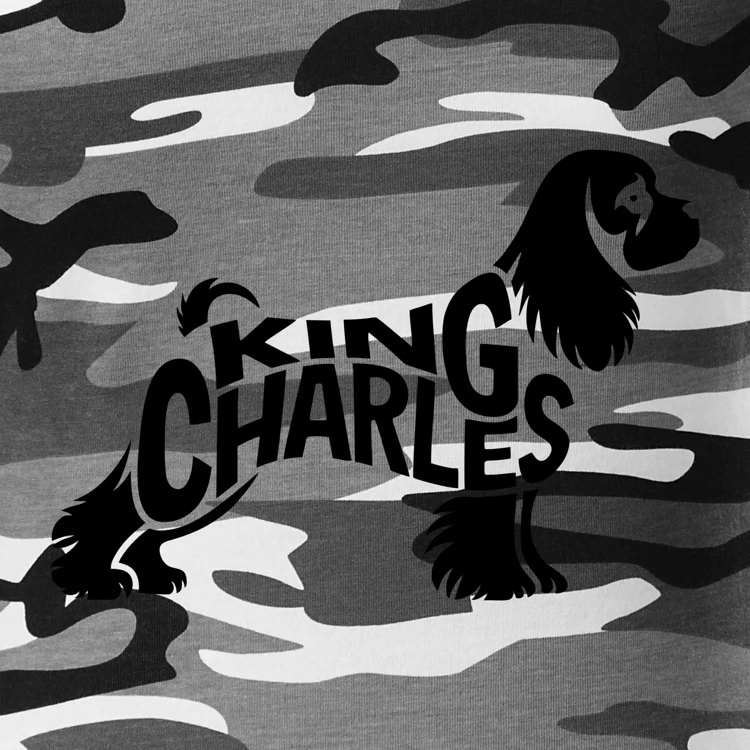 Kavalír king Charles španěl nápis v těle