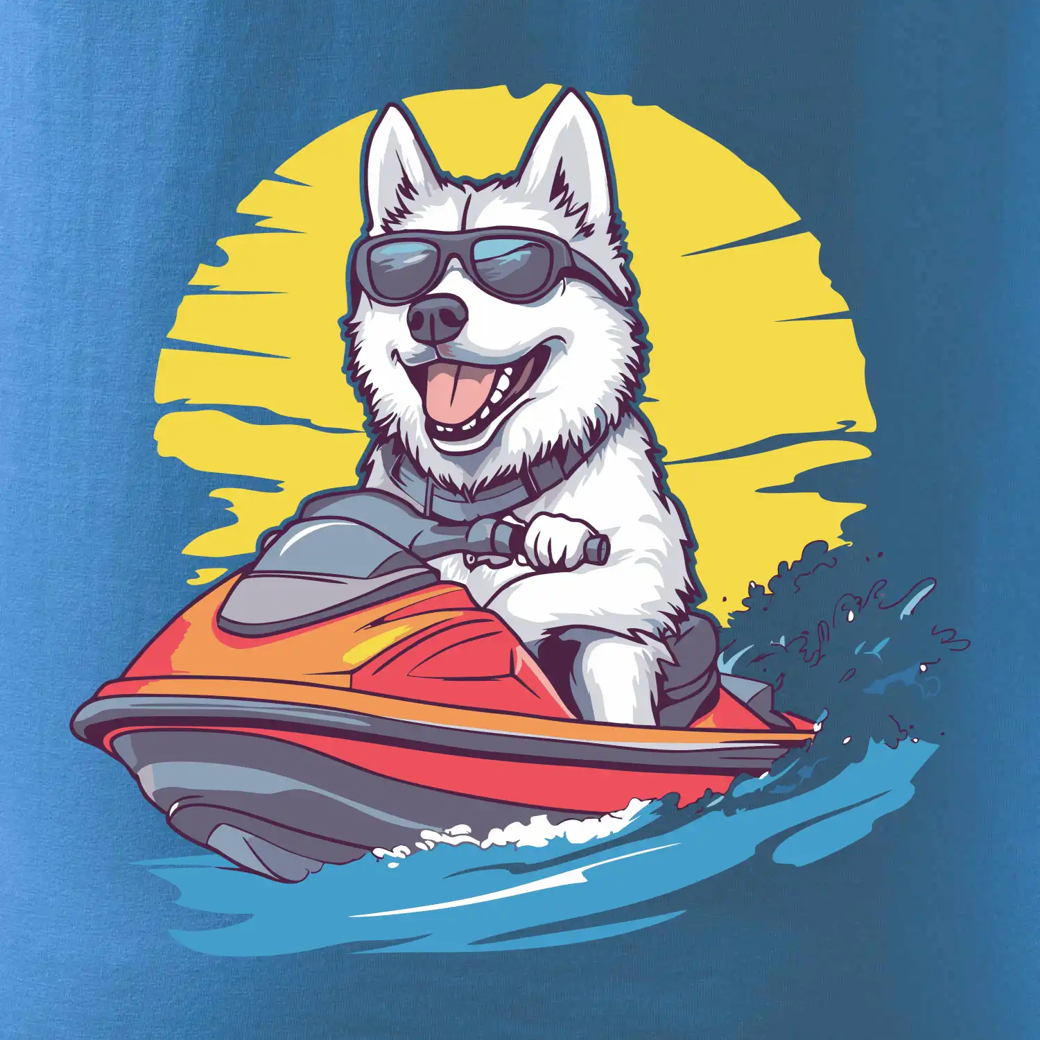 Husky na vodním skútru