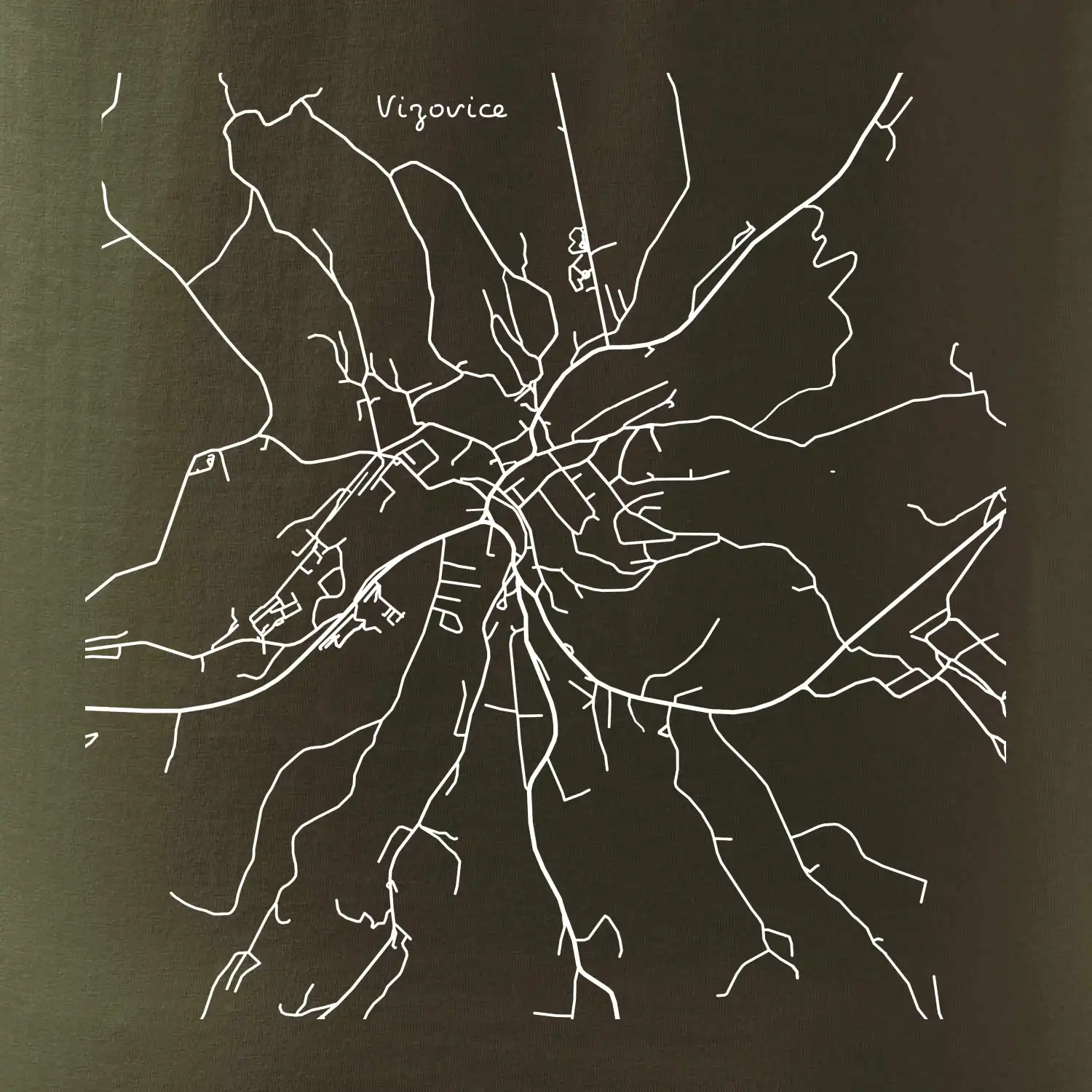Černobílá mapa Vizovice