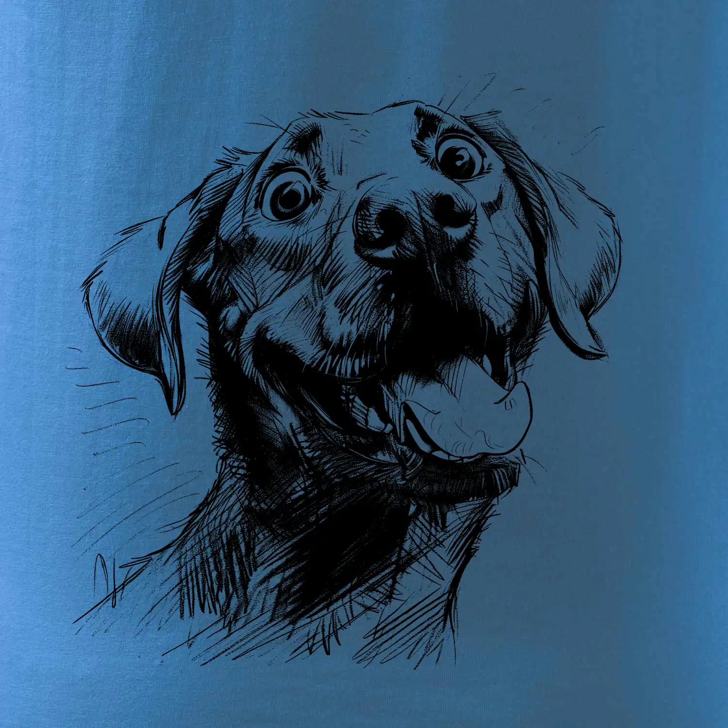 Černobílá karikatura Labrador světlý