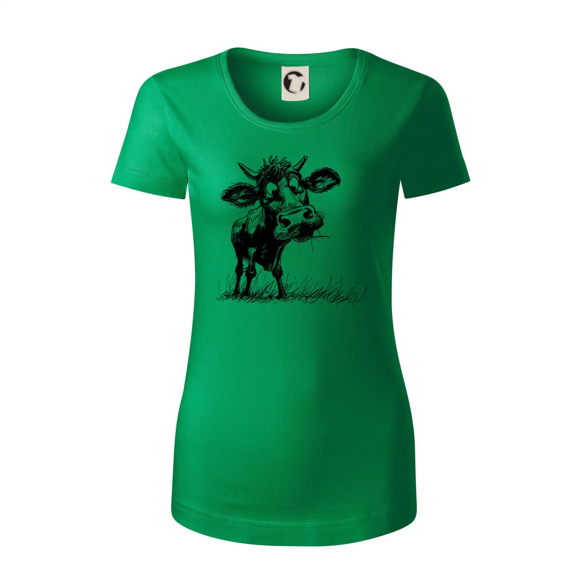 Černobílá karikatura kráva stojící