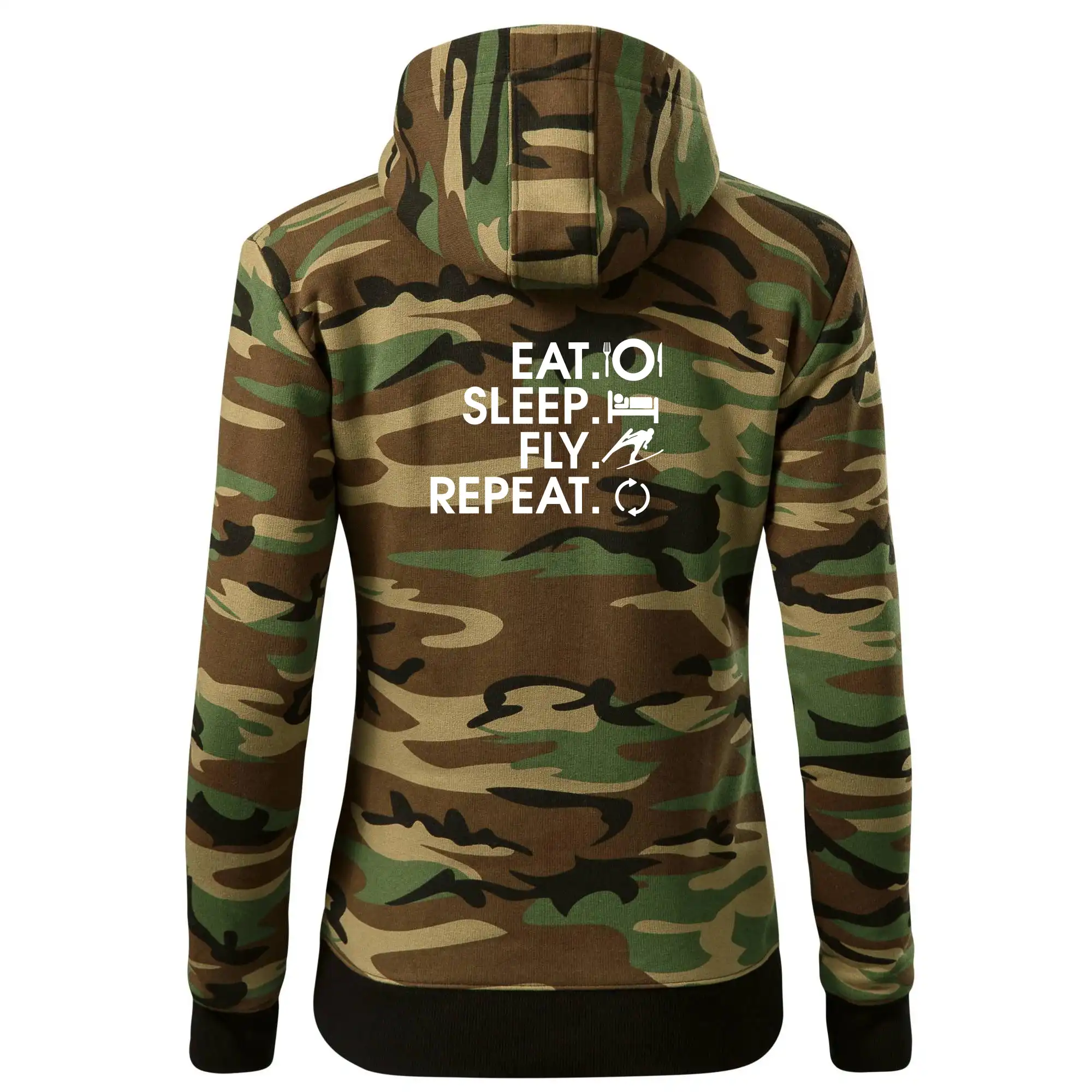 Eat sleep fly repeat - skoky na lyžích