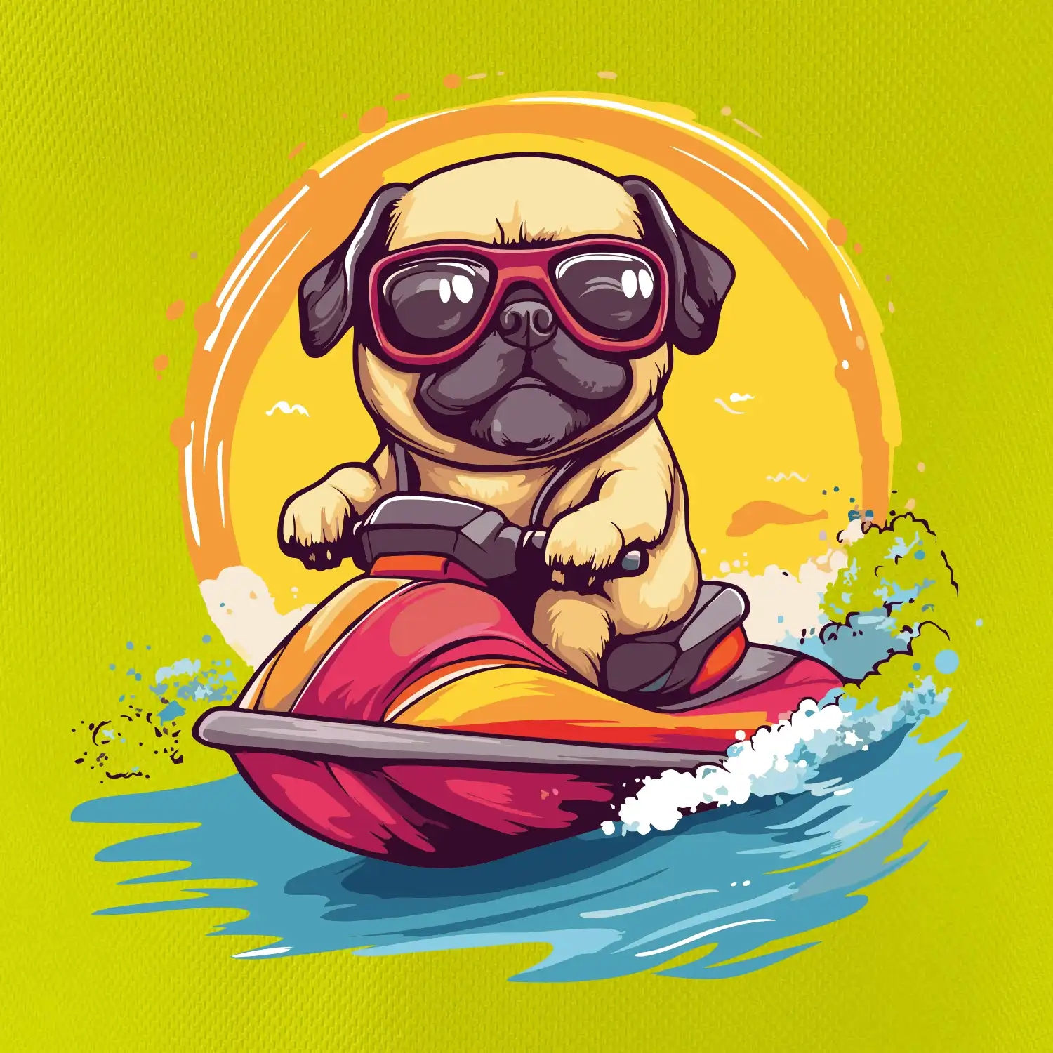 Mops na vodním skútru