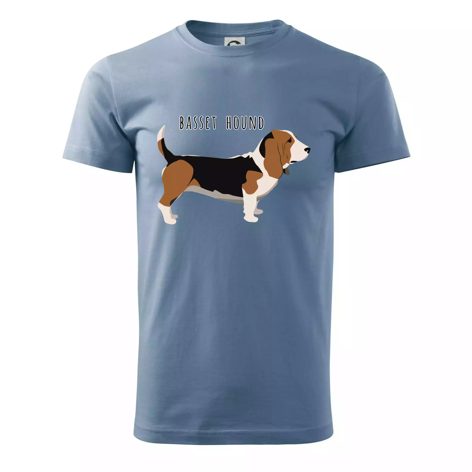 Basset hound pes s nápisem