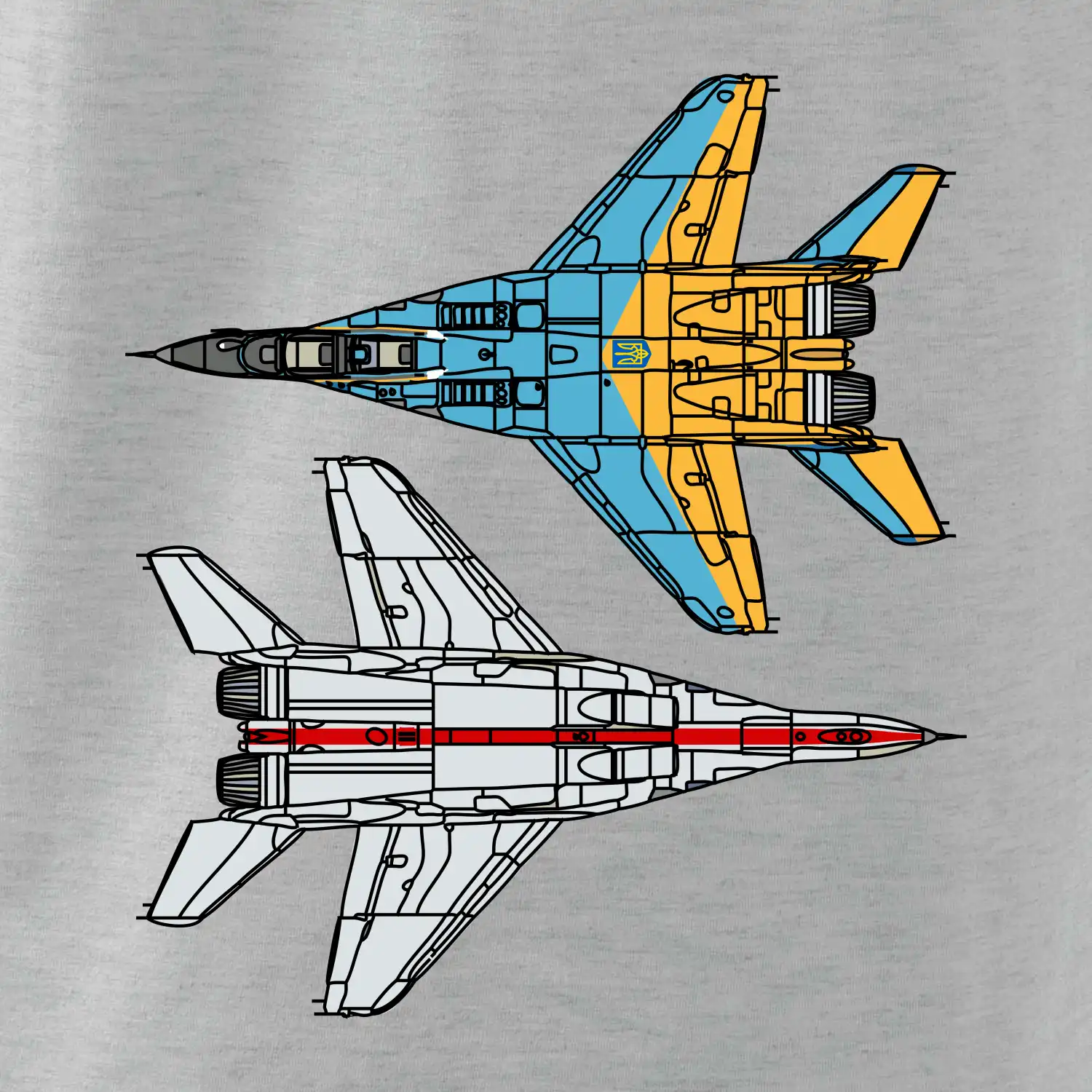 Mig 29 Fulcrum ze spoda a ze zhora