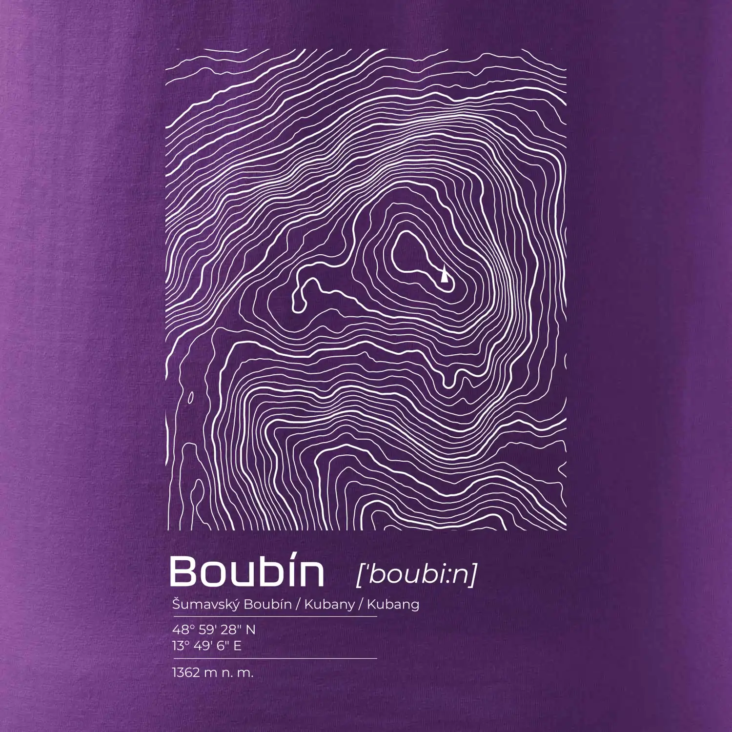Boubín - vrstevnice v obdélníku
