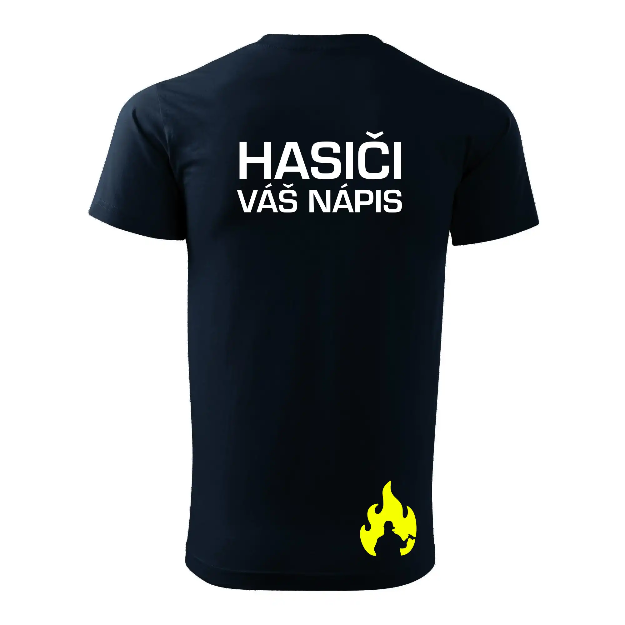 Hasič stojící - nápis hasiči - Velký nápis  na zádech