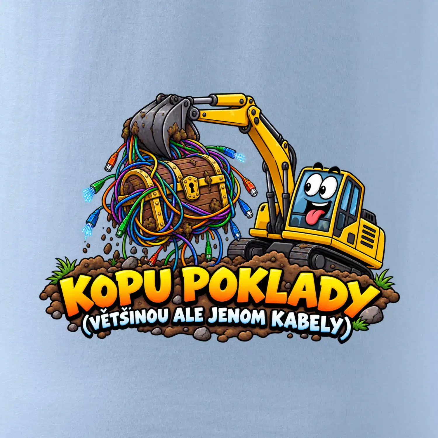 Bagrista kope poklady a kabely