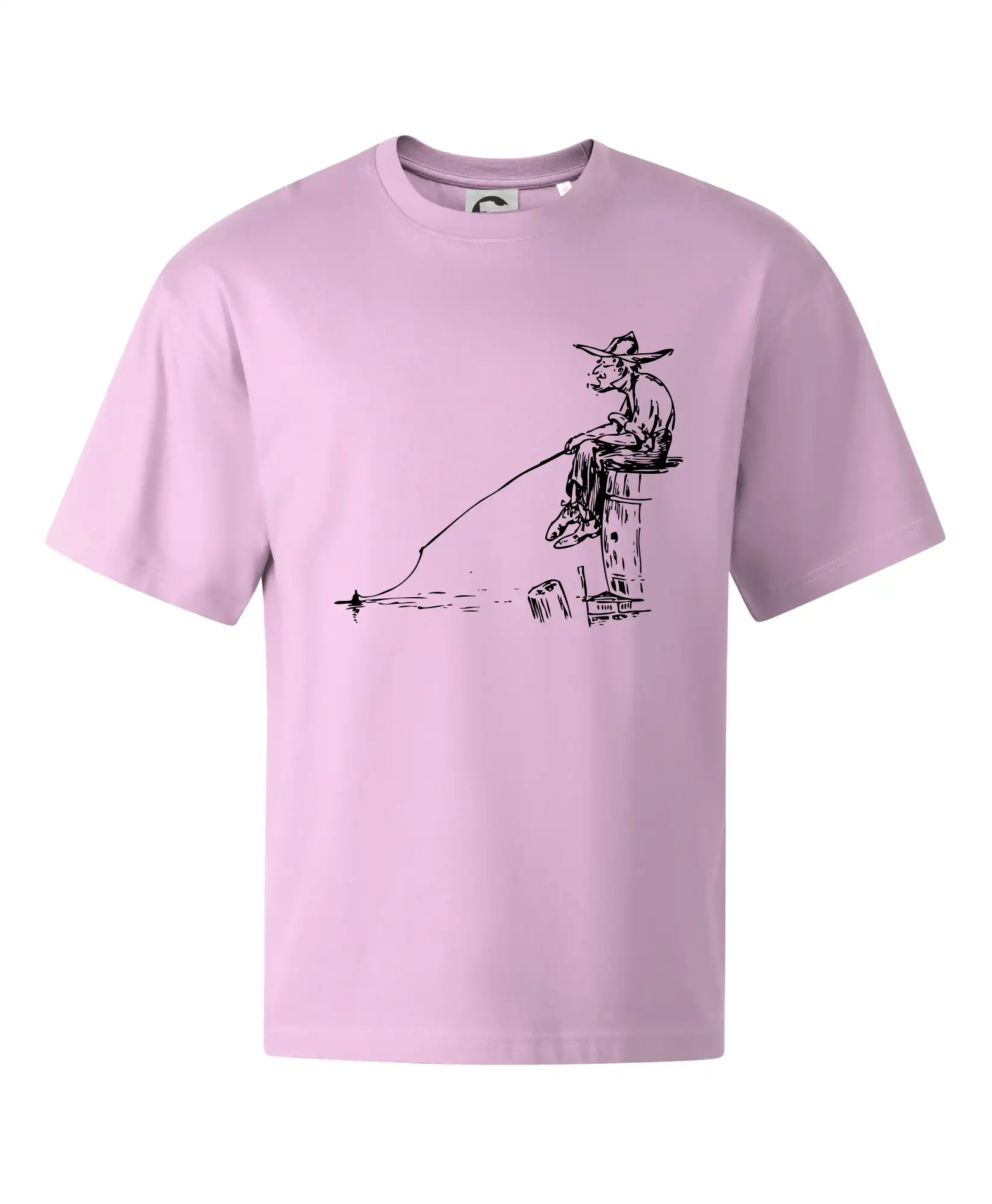 Kreslený rybář na pařezu