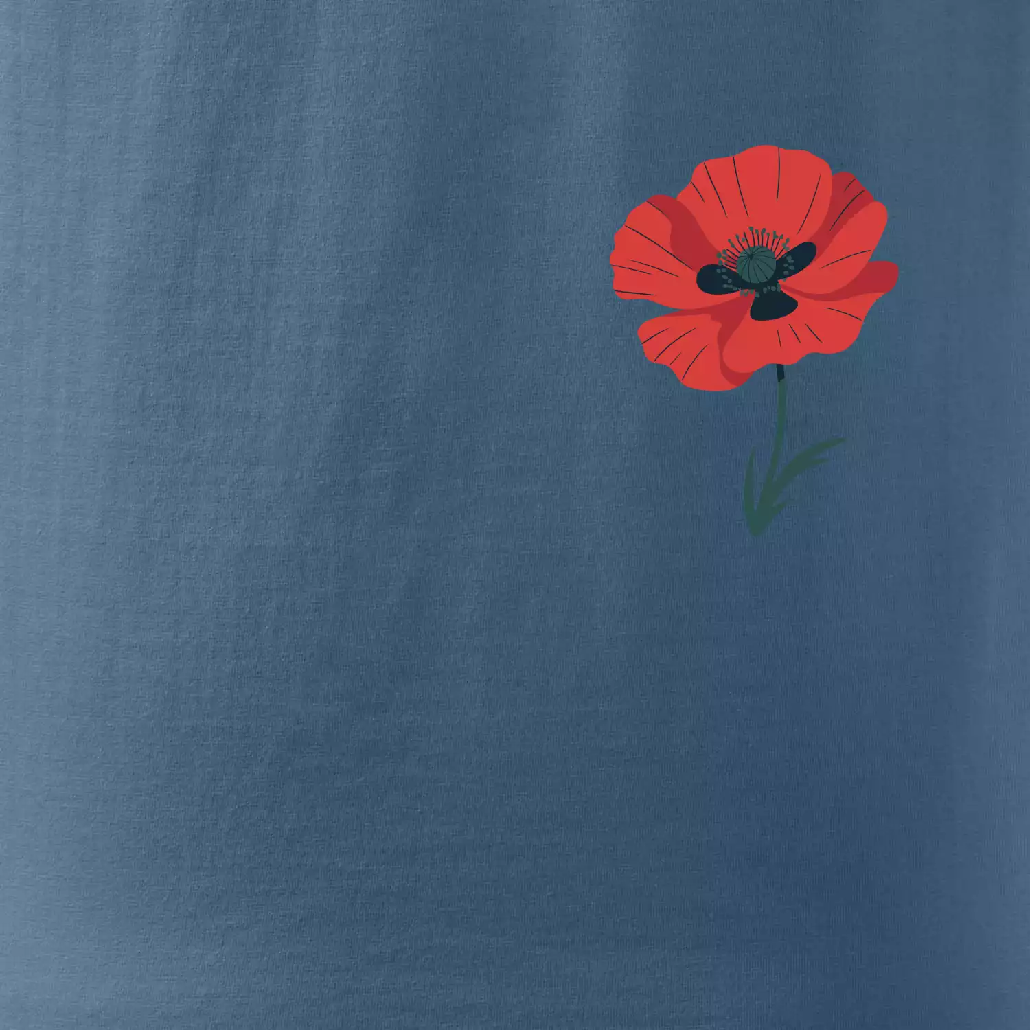 Vlčí mák kreslený na prsu