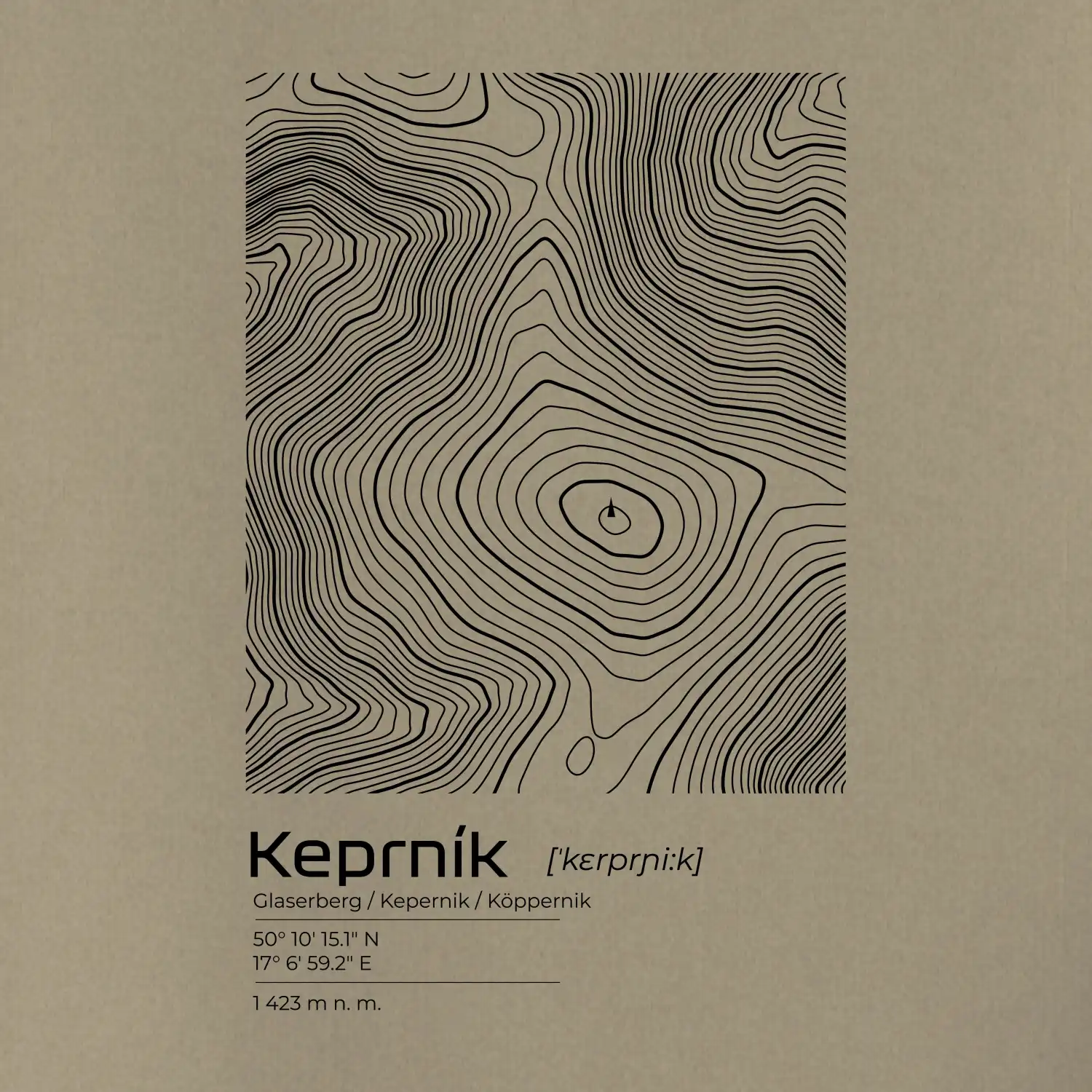 Keprník - vrstevnice v obdélníku