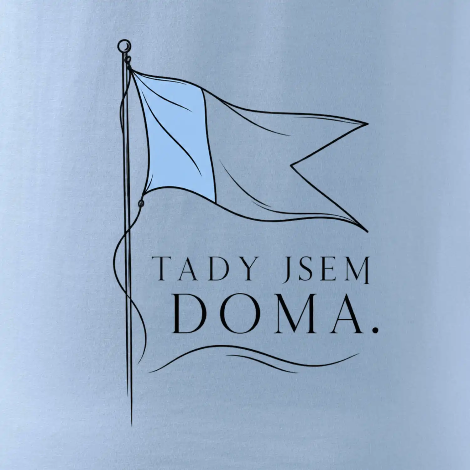 Tady jsem doma potápěčská vlajka Alfa s modrým polem
