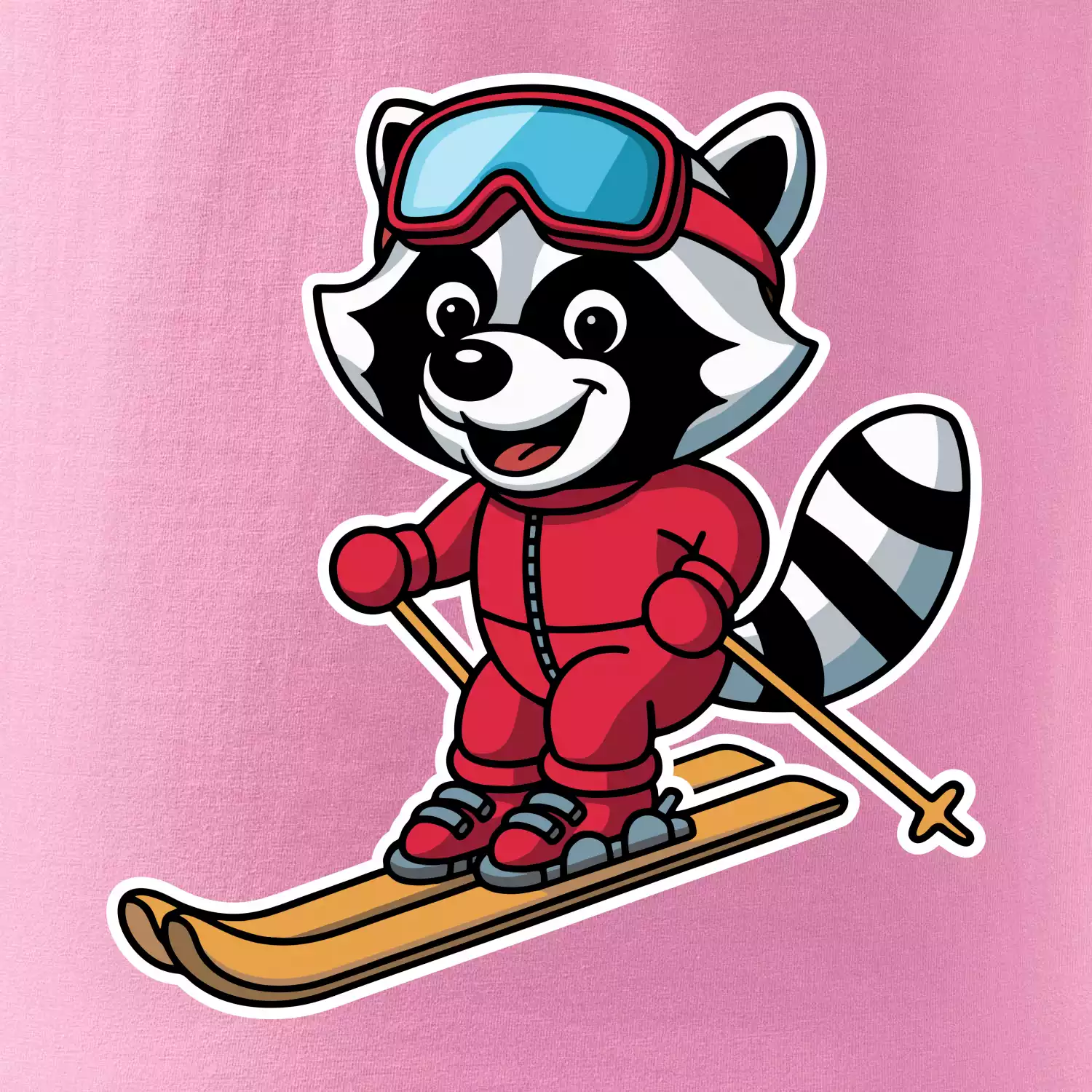 Mýval na lyžích - kreslený