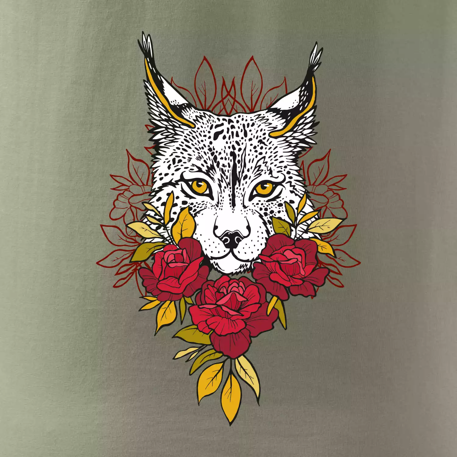 Rys s červenými růžemi  (Pecka design)