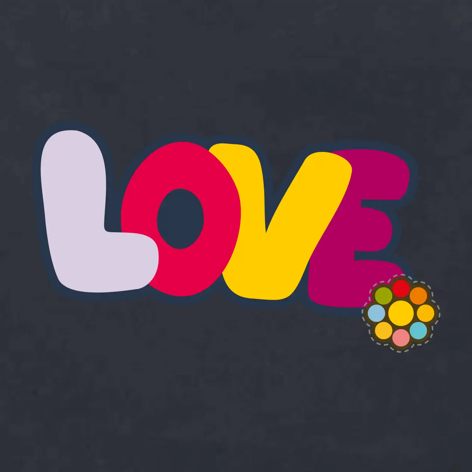 Love nápis s květinou