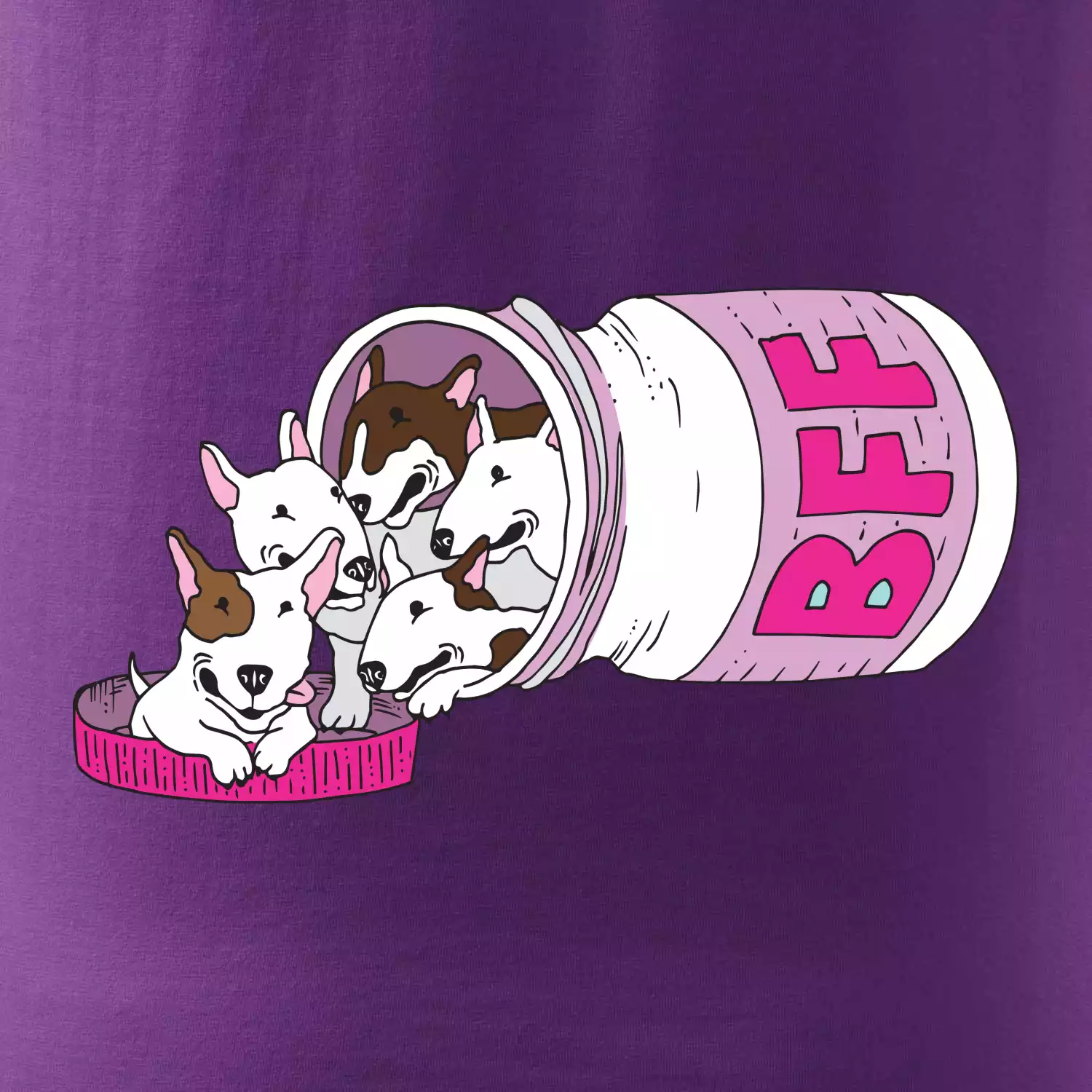 Bullterrier Friends Forever růžové (Pecka design)