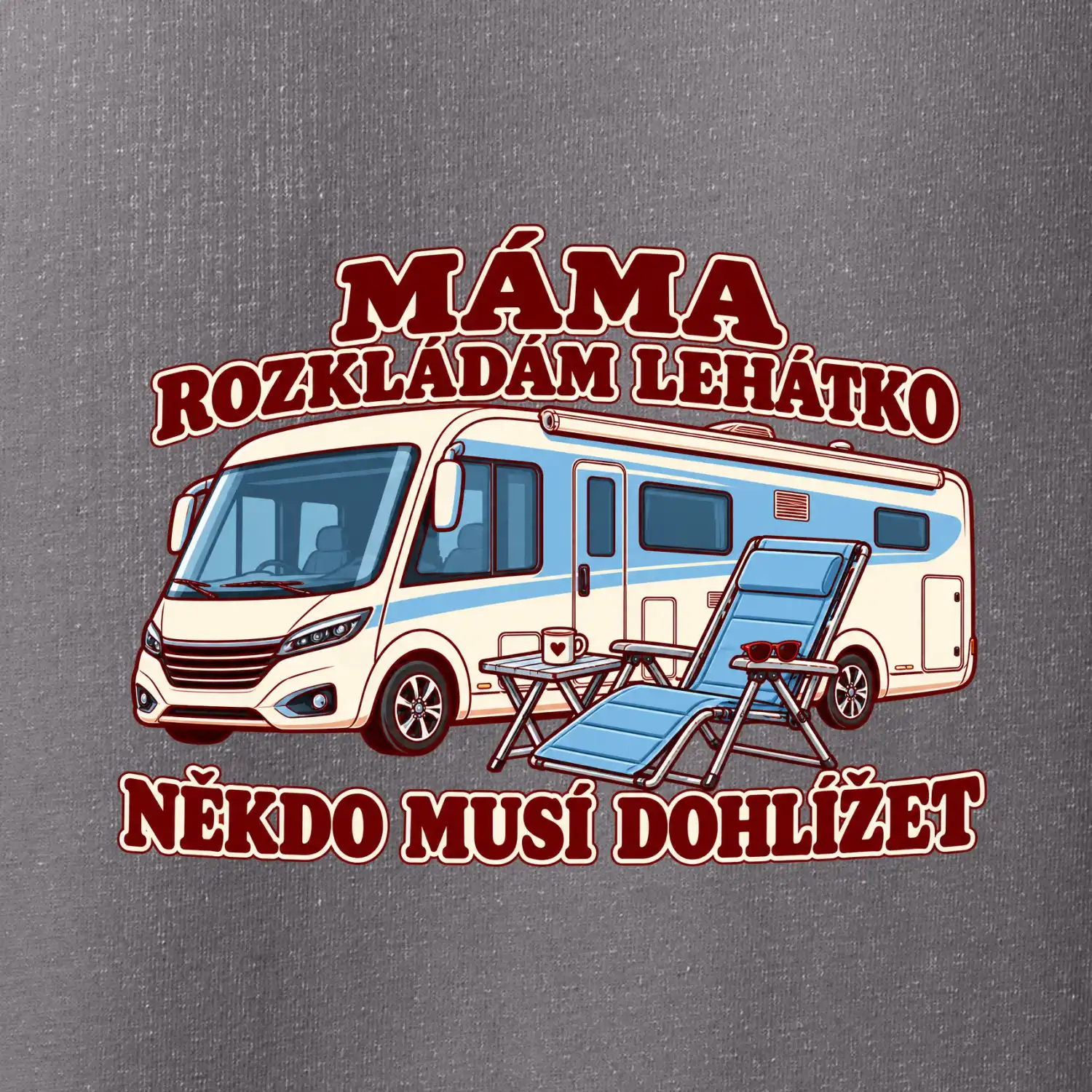 Máma rozkládám lehátko někdo musí dohlížet integrovaný obytňák