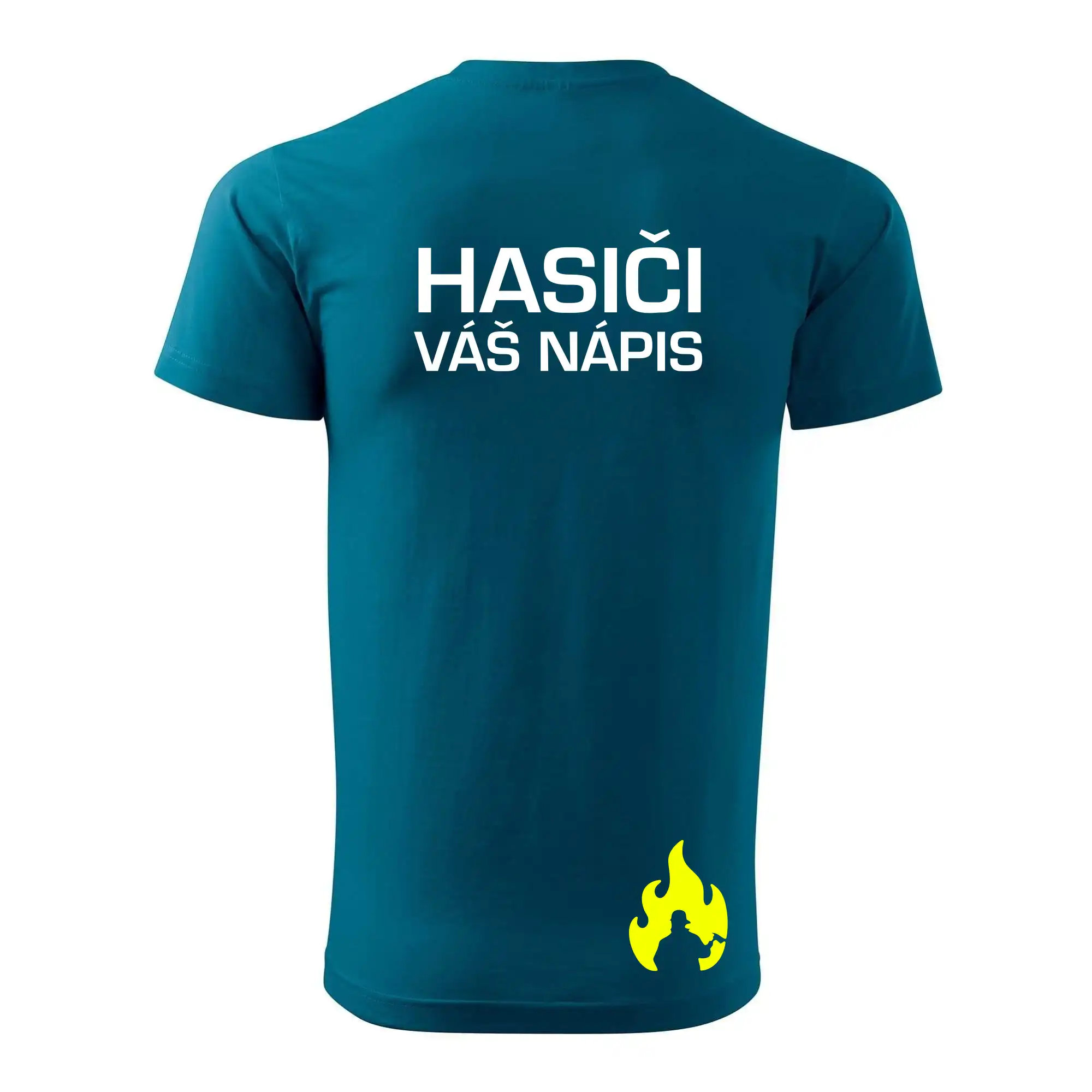 Hasič stojící - nápis hasiči - Velký nápis  na zádech