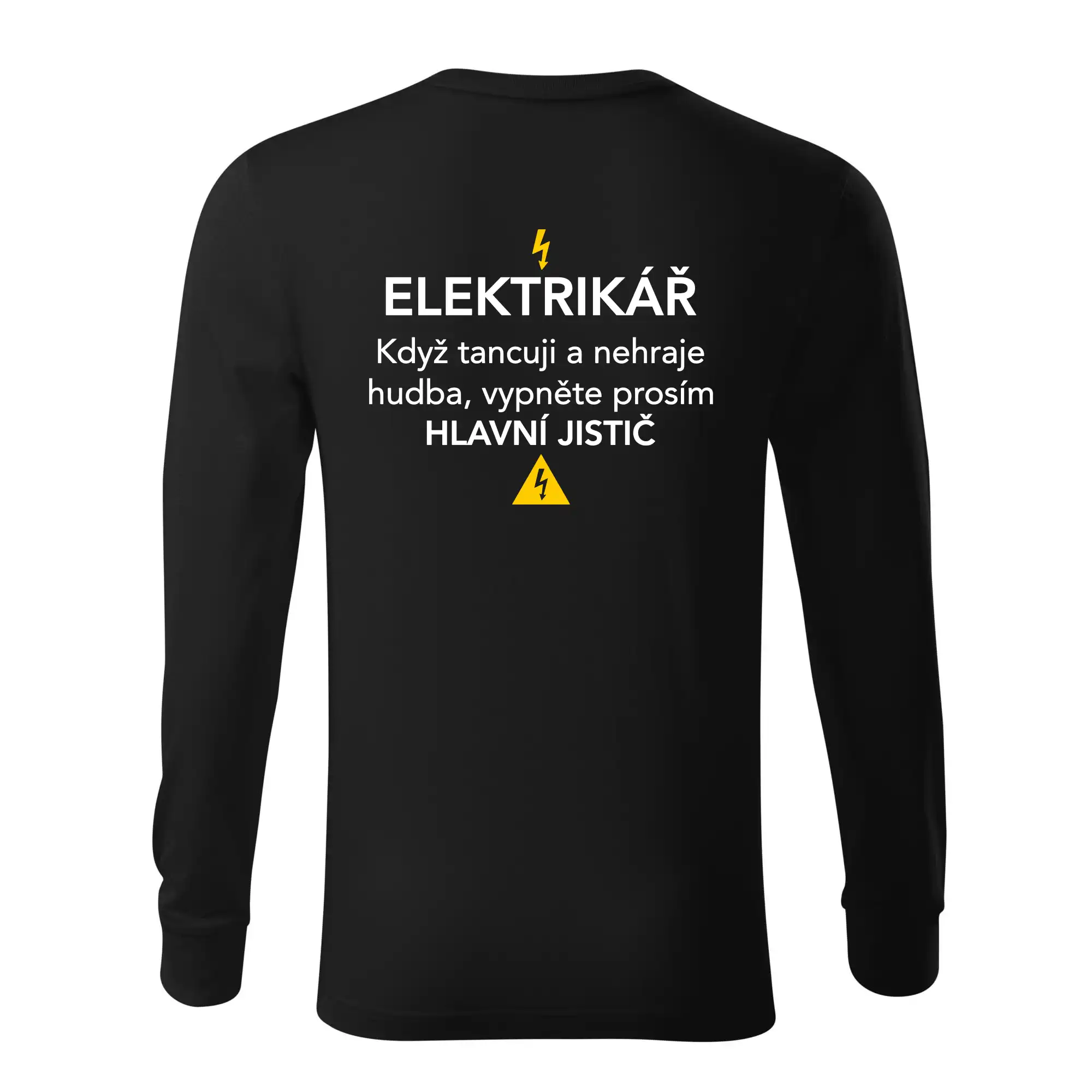 Elektrikář - hlavní jistič - Nápis na zádech