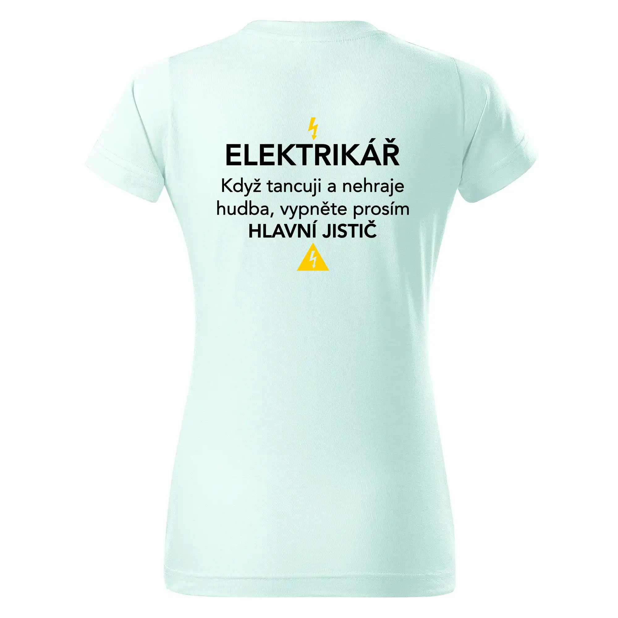 Elektrikář - hlavní jistič - Nápis na zádech