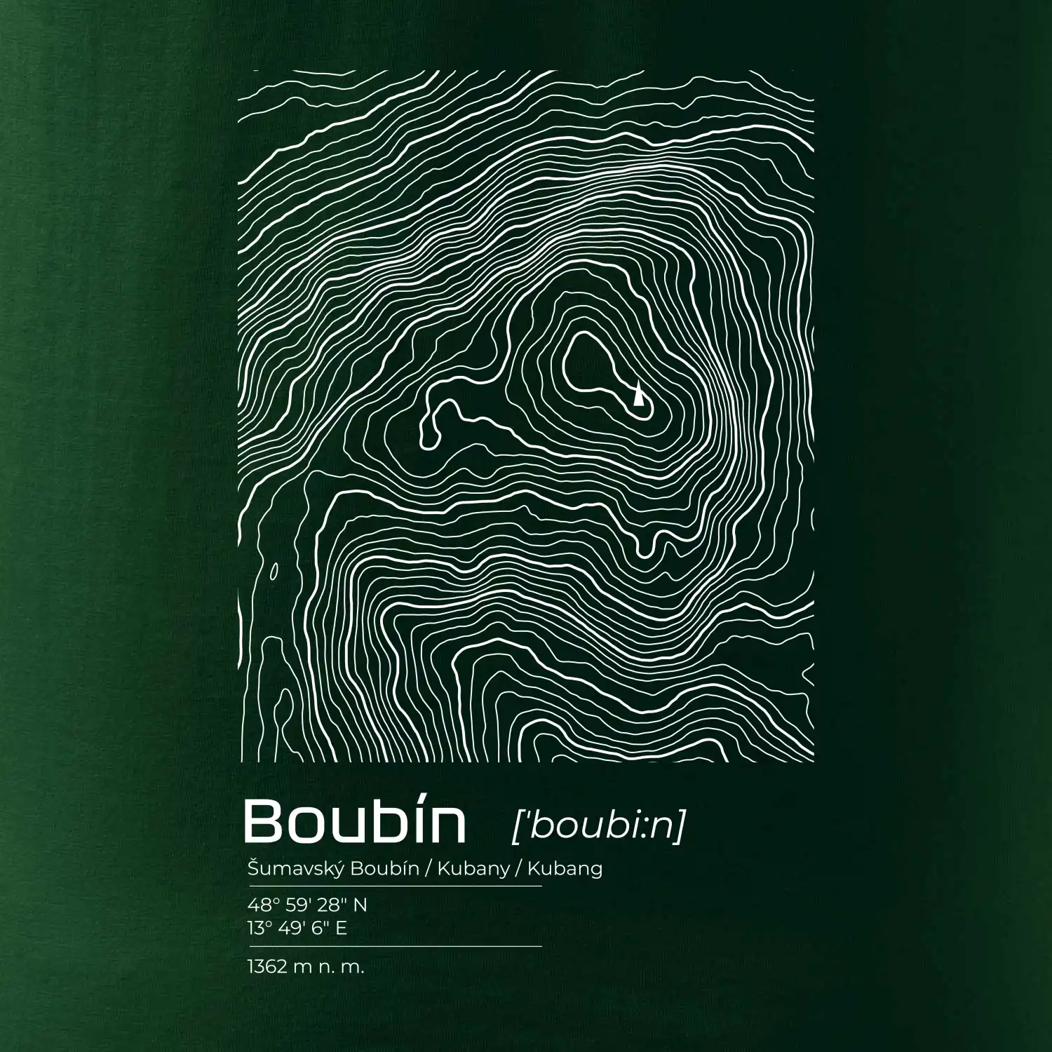 Boubín - vrstevnice v obdélníku