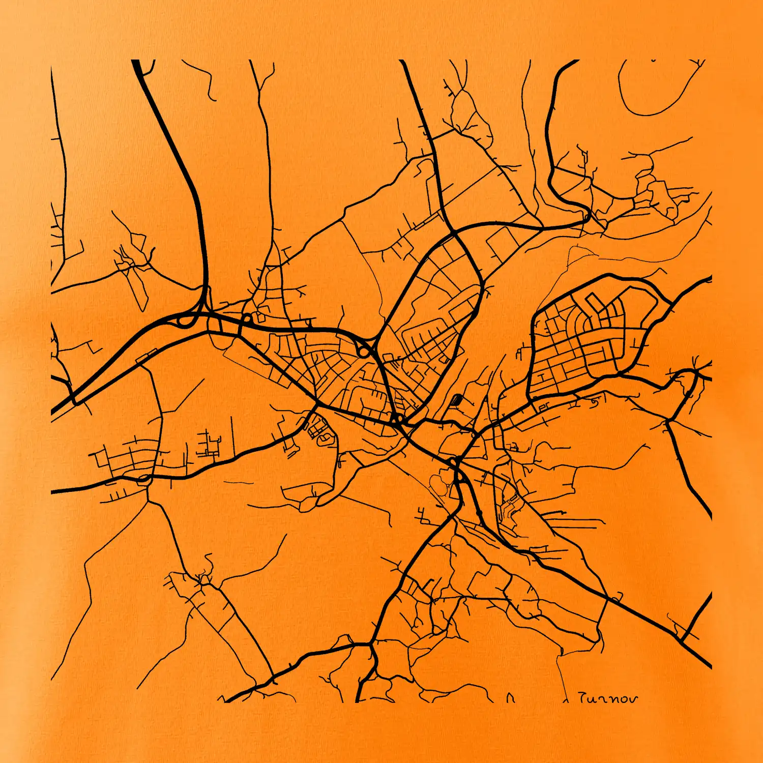 Mapy měst černobílé Turnov